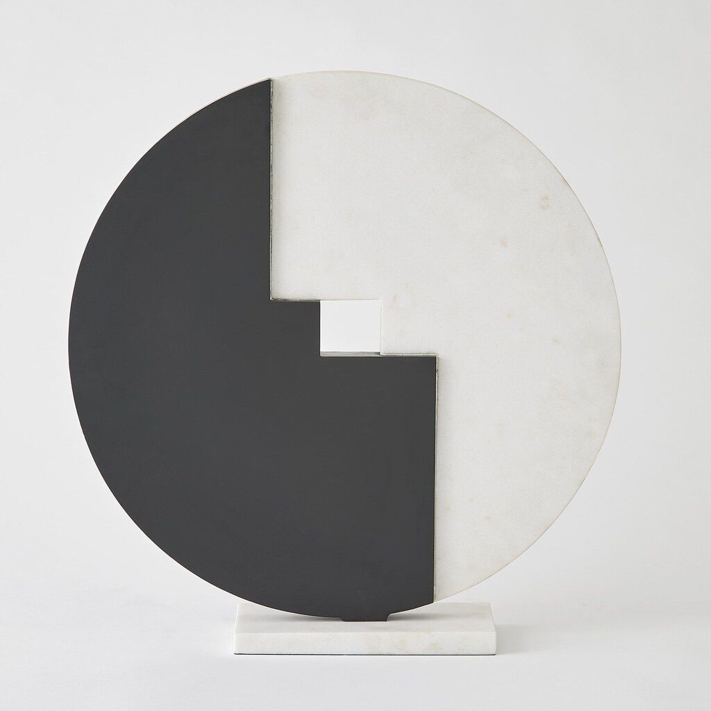 Stone Medallion Sculpture In White