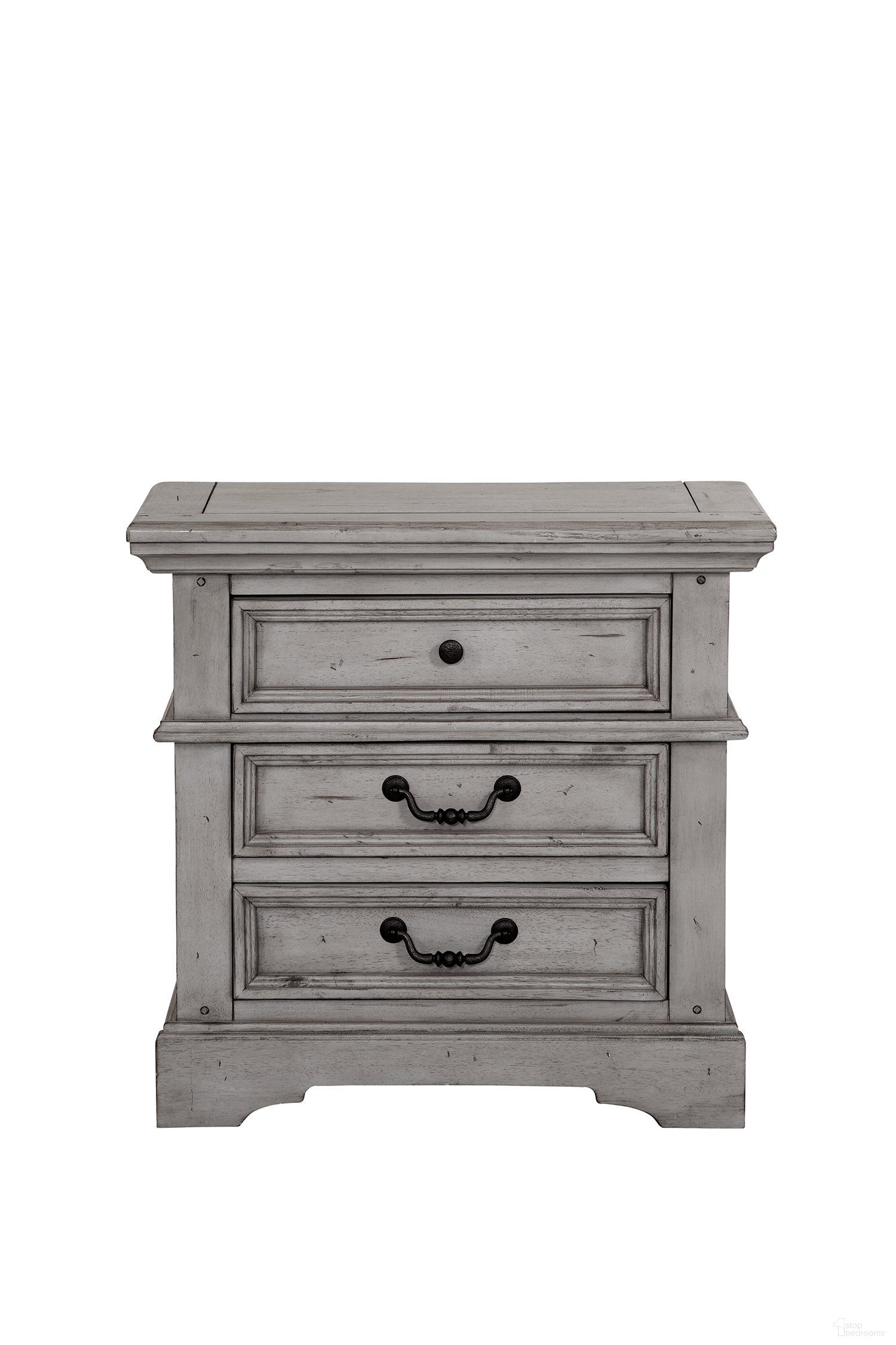 The appearance of Stonebrook Antique Gray Nightstand designed by American Woodcrafters in the traditional interior design. This gray piece of furniture was selected by 1StopBedrooms from Stonebrook Collection to add a touch of cosiness and style into your home. Sku: 7820-430. Material: Wood.