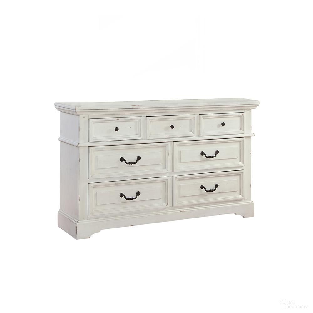 The appearance of Stonebrook Dresser (Antique White) designed by American Woodcrafters in the transitional interior design. This antique white piece of furniture  was selected by 1StopBedrooms from Stonebrook Collection to add a touch of cosiness and style into your home. Sku: 7810-270. Material: Wood.