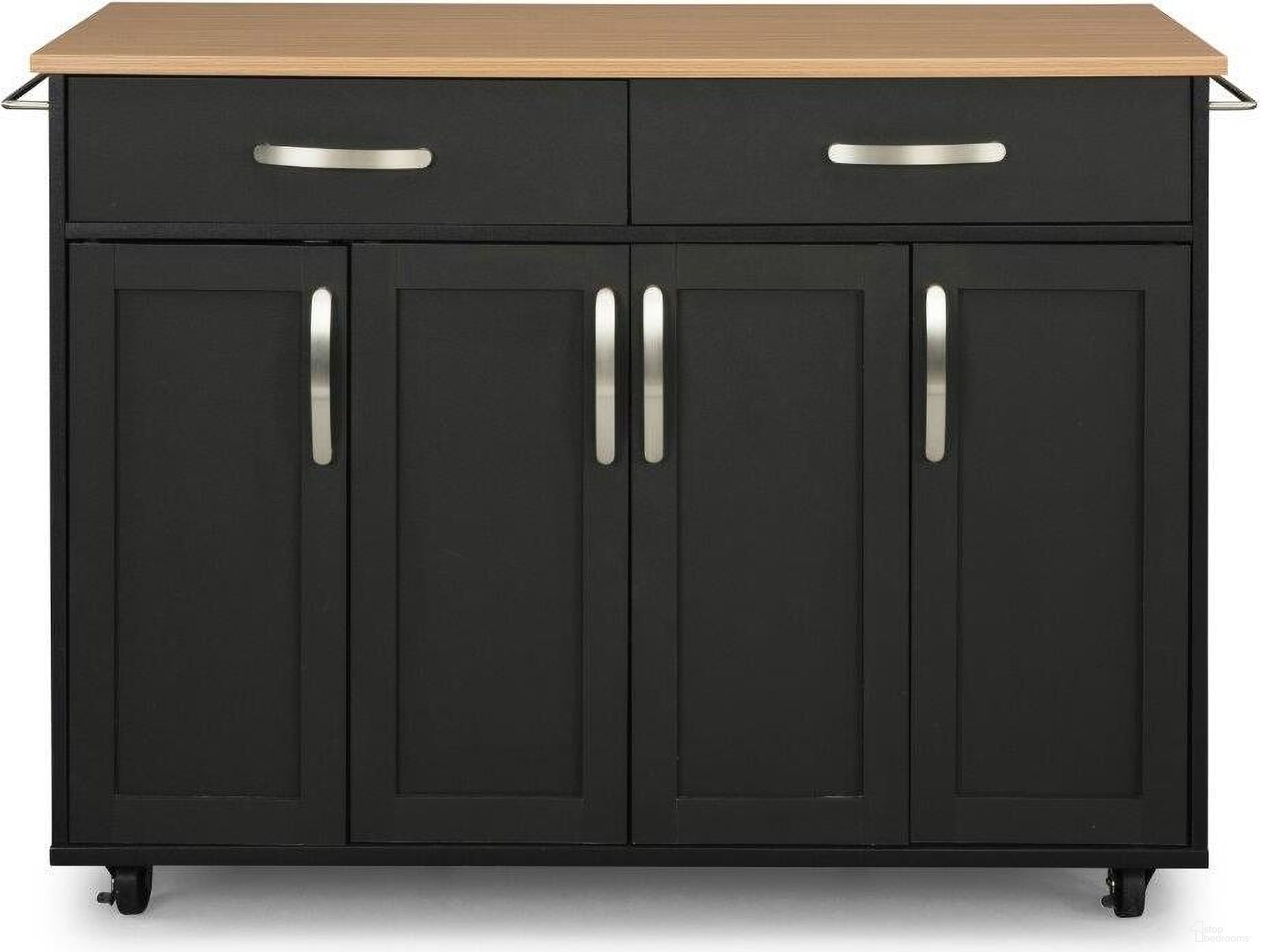 The appearance of Storage Plus Black Kitchen Cart designed by Homestyles in the traditional interior design. This black piece of furniture  was selected by 1StopBedrooms from Storage Plus Collection to add a touch of cosiness and style into your home. Sku: 4411-95. Material: Wood.