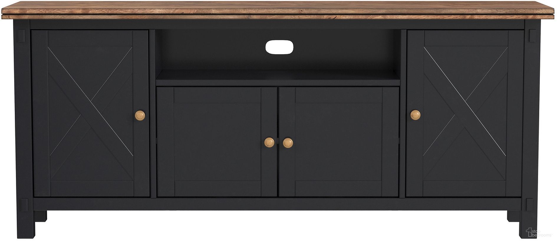 The appearance of Stormy Ridge 72 Inch Media Console In Chicory and Black designed by A-America in the transitional interior design. This chicory and black piece of furniture was selected by 1StopBedrooms from Stormy Ridge Collection to add a touch of cosiness and style into your home. Sku: STOBL7710. Material: Solid Rubberwood.