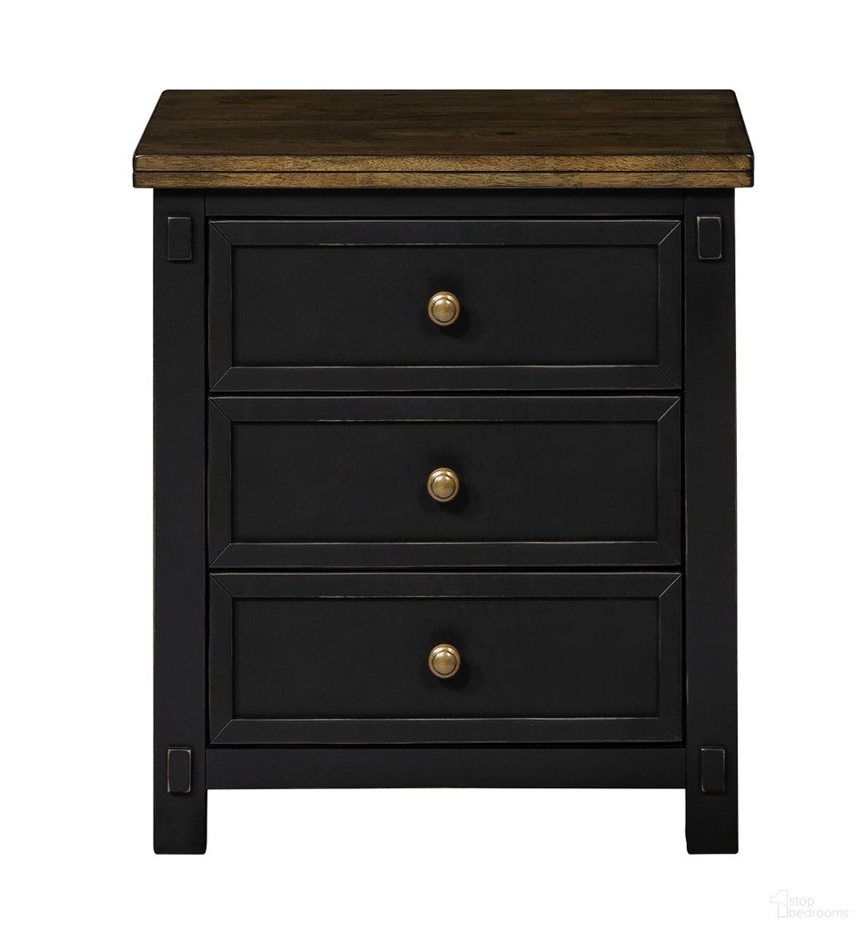 The appearance of Stormy Ridge Chickory And Black Nightstand designed by A-America in the transitional interior design. This brown and gray piece of furniture was selected by 1StopBedrooms from Stormy Ridge Collection to add a touch of cosiness and style into your home. Sku: STOBL5750. Material: Rubberwood.