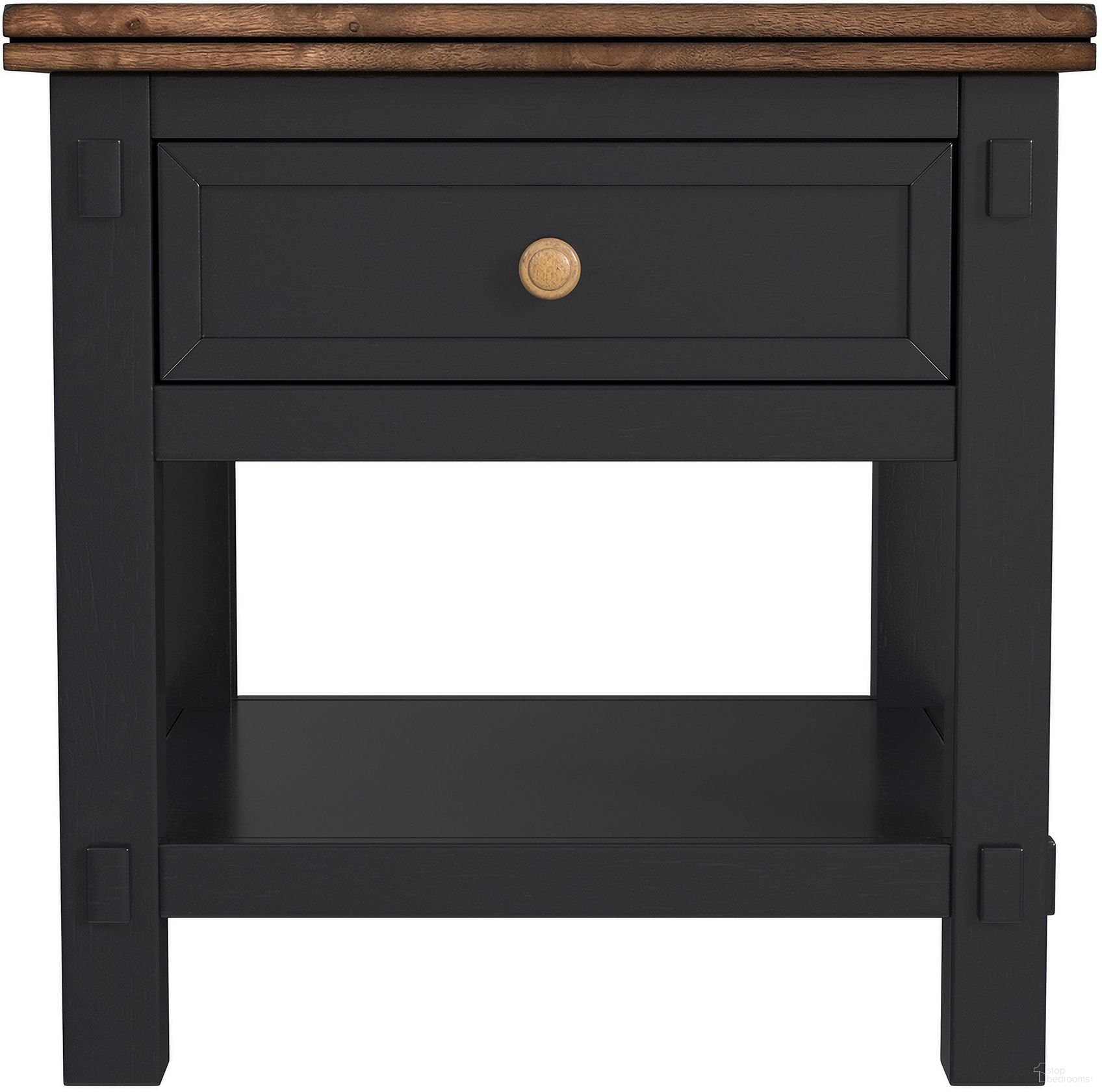 The appearance of Stormy Ridge End Table In Chicory and Black designed by A-America in the transitional interior design. This chicory and black piece of furniture was selected by 1StopBedrooms from Stormy Ridge Collection to add a touch of cosiness and style into your home. Sku: STOBL7010. Material: Solid Rubberwood.