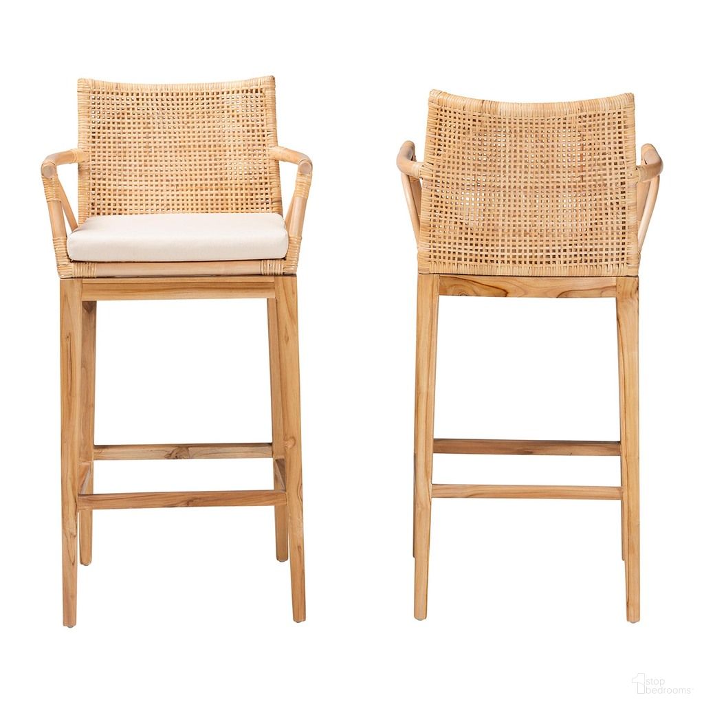 The appearance of Storsel Teak Wood 2-Piece Barstool Set In Natural Rattan designed by Baxton Studio in the bohemian interior design. This natural rattan piece of furniture was selected by 1StopBedrooms from Storsel Collection to add a touch of cosiness and style into your home. Sku: STORSEL-Natural Rattan/Teak Wood-BS. Material: Natural Rattan.