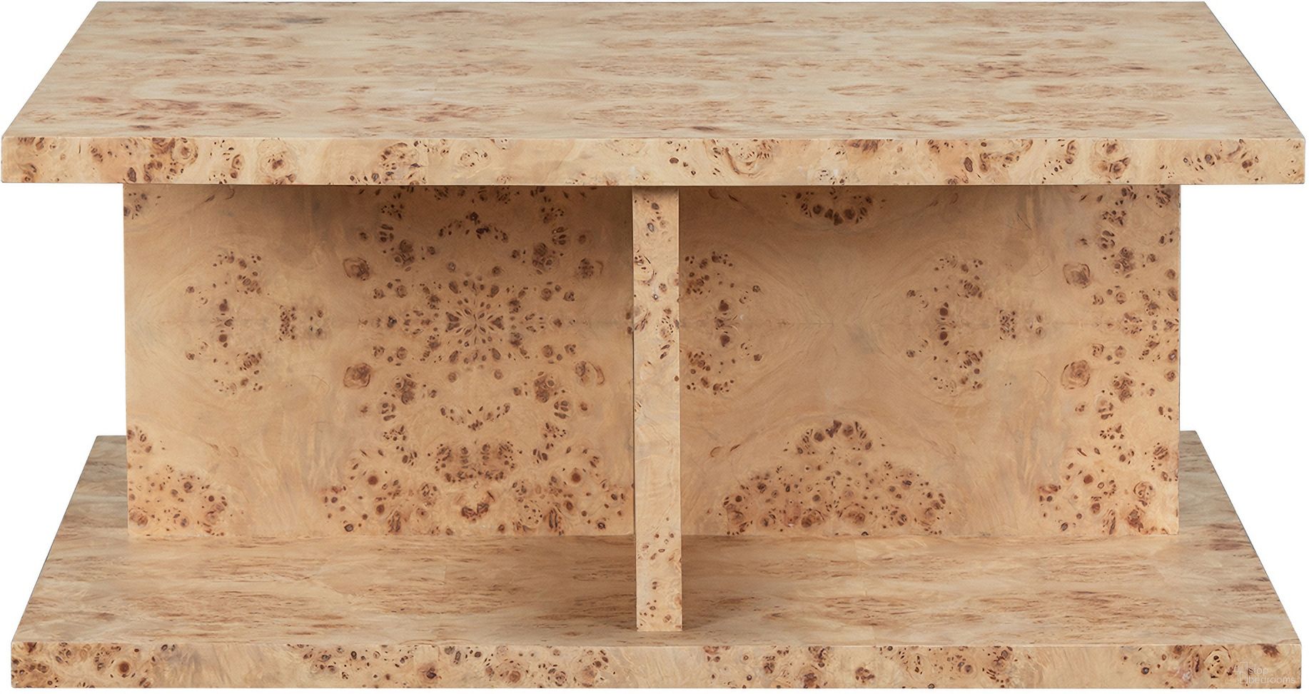 Stowe Popular Burl Veneers Modern Luxury Design 39.5 Inch Square Coffee Table In Brown