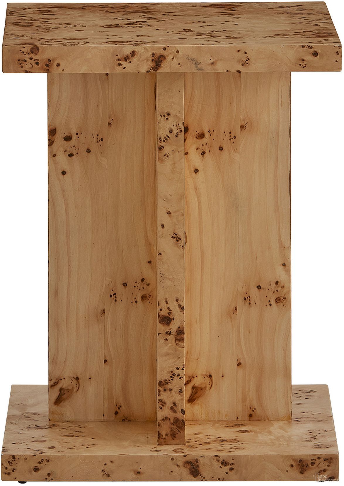 Stowe Solid Wood with Poplar Veneer Wood End Table In Brown