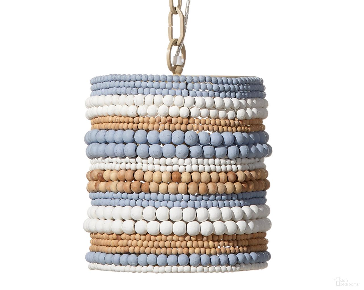 The appearance of Strand Wood Beaded Pendant In Blue and White designed by Jamie Young Company in the coastal interior design. This white and blue piece of furniture  was selected by 1StopBedrooms from Strand Collection to add a touch of cosiness and style into your home. Sku: 5STRA-PEBL. Material: Mango Wood.