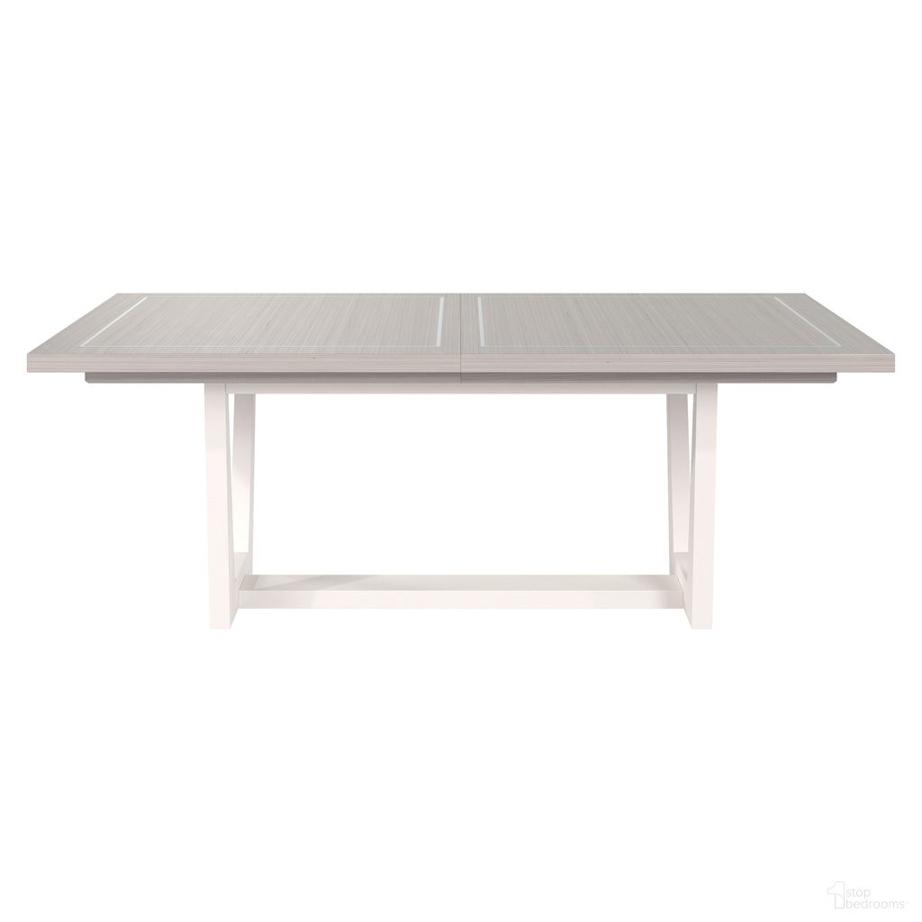 The appearance of Stratum Dining Table In Mist designed by Bernhardt in the modern / contemporary interior design. This mist piece of furniture  was selected by 1StopBedrooms from Stratum Collection to add a touch of cosiness and style into your home. Sku: 325224. Table Base Style: Trestle. Material: Wood. Table Top Shape: Rectangular. Size: 46" x 82".