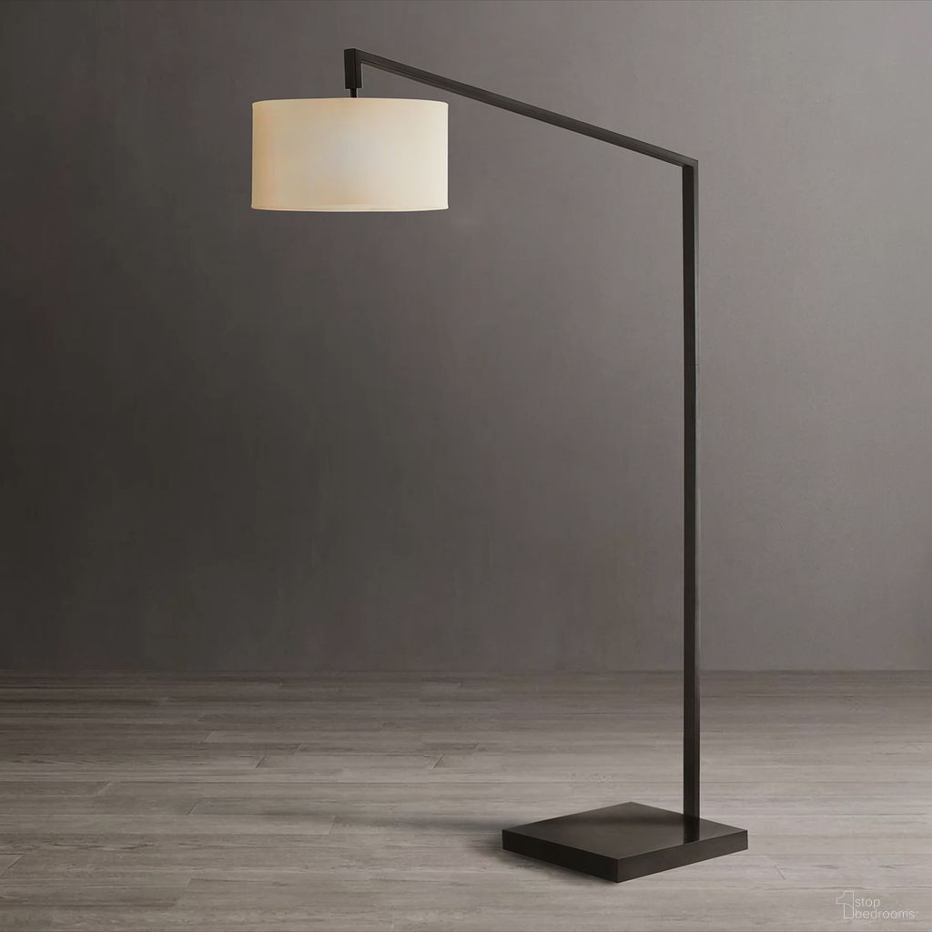 Stretch Chairside Rectangular Marble Base 75 Inch Arc Floor Lamp In Matte Black