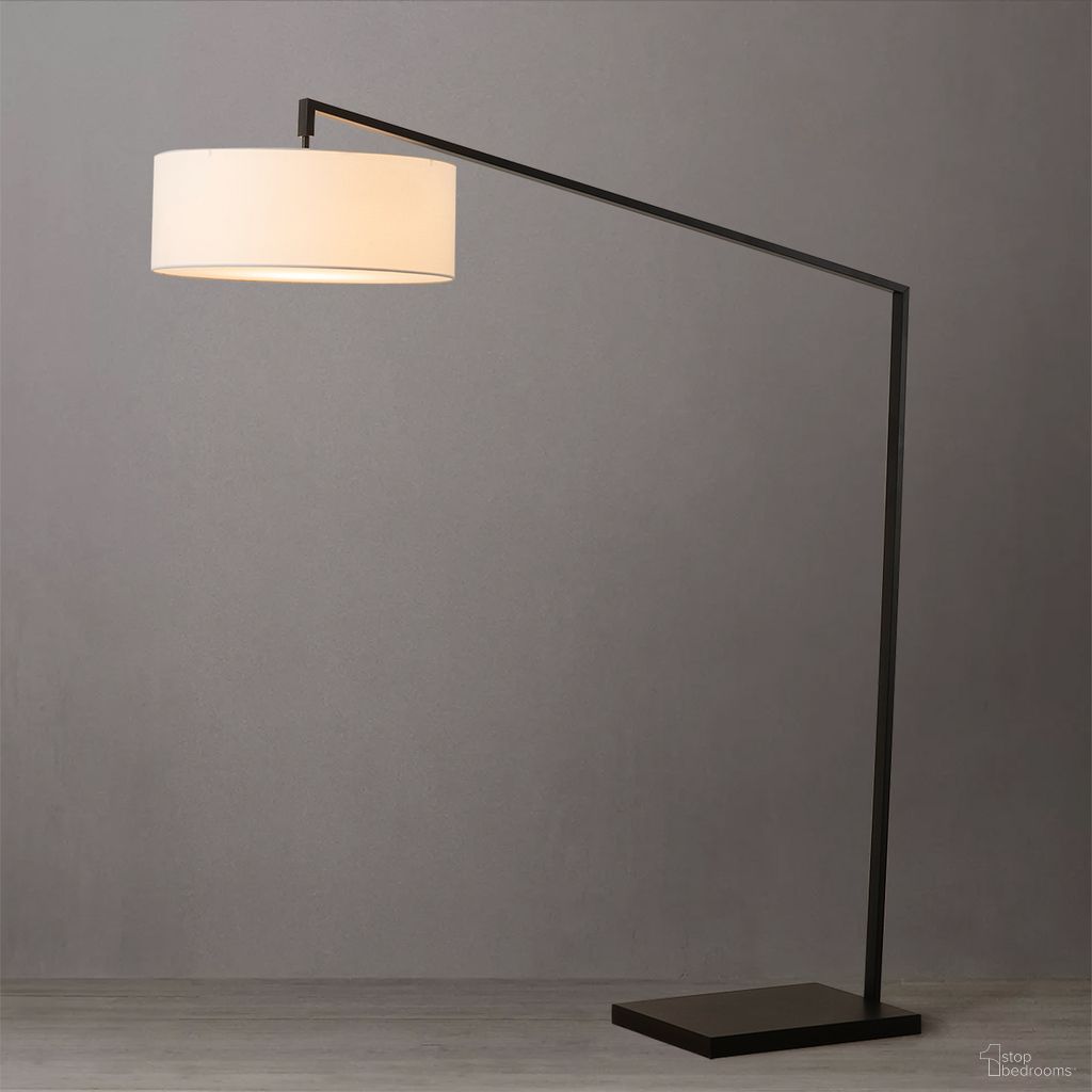 Stretch Rectangular Marble Base 87 Inch Arc Floor Lamp In Matte Black