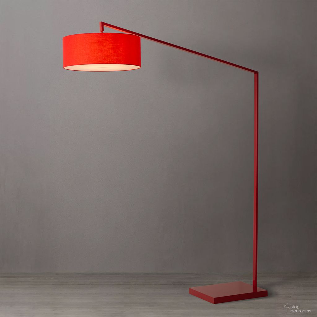 Stretch Rectangular Marble Base 87 Inch Arc Floor Lamp In Red