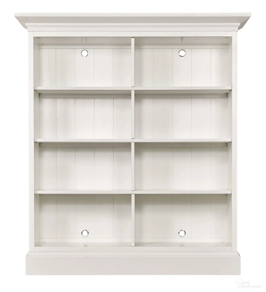 The appearance of Structures Double Mid Height Bookcase In White designed by Hammary in the modern / contemporary interior design. This white piece of furniture  was selected by 1StopBedrooms from Structures Collection to add a touch of cosiness and style into your home. Sku: 267-512;267-562;267-582. Material: Birch Veneer.