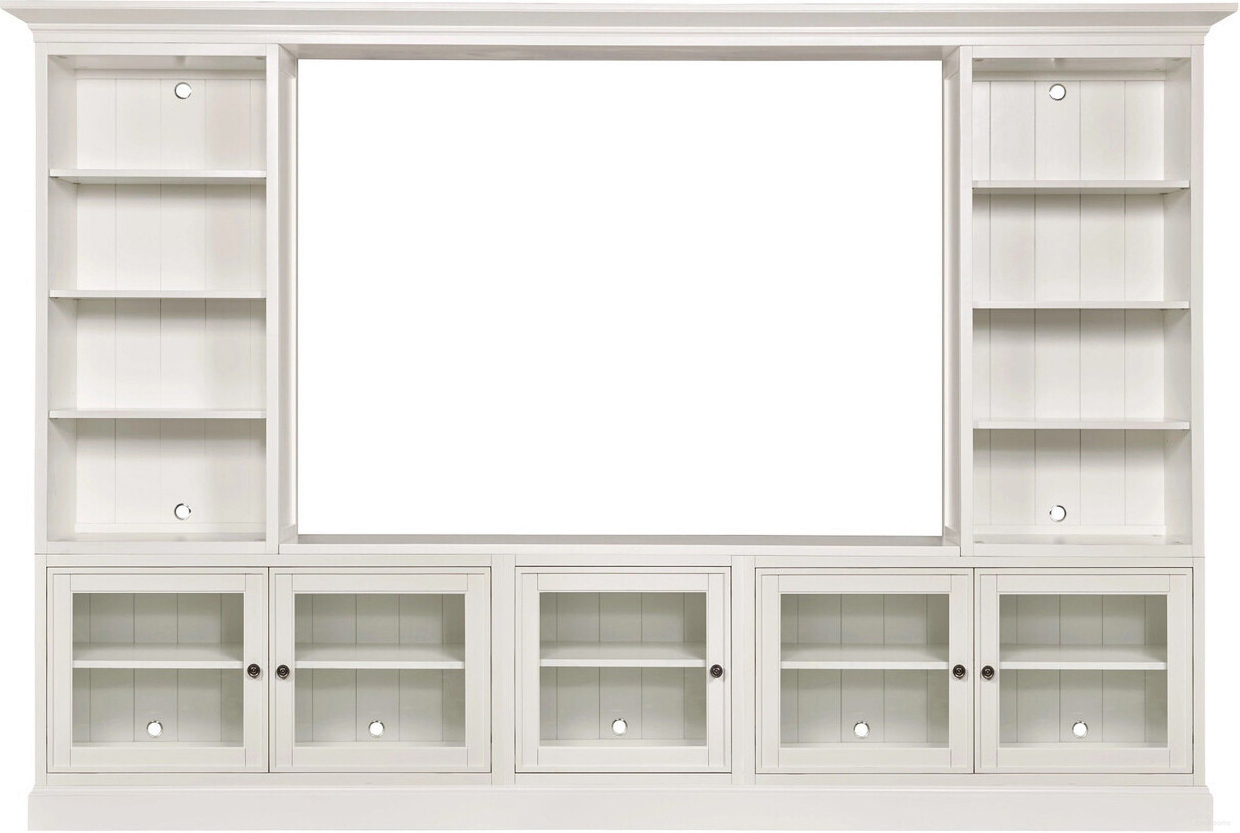 The appearance of Structures Quintuple Display Entertainment with Glass Door In White designed by Hammary in the modern / contemporary interior design. This white piece of furniture  was selected by 1StopBedrooms from Structures Collection to add a touch of cosiness and style into your home. Sku: 267-515;267-531;267-531;267-531;267-531;267-531;267-553;267-561;267-561;267-585. Material: Birch Veneer.