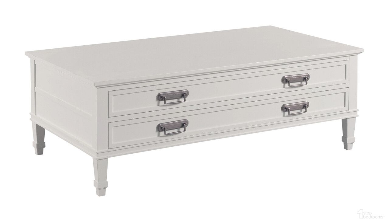 The appearance of Structures Rectangular Drawer Coffee Table In White designed by Hammary in the modern / contemporary interior design. This white piece of furniture  was selected by 1StopBedrooms from Structures Collection to add a touch of cosiness and style into your home. Sku: 267-910. Material: Wood.