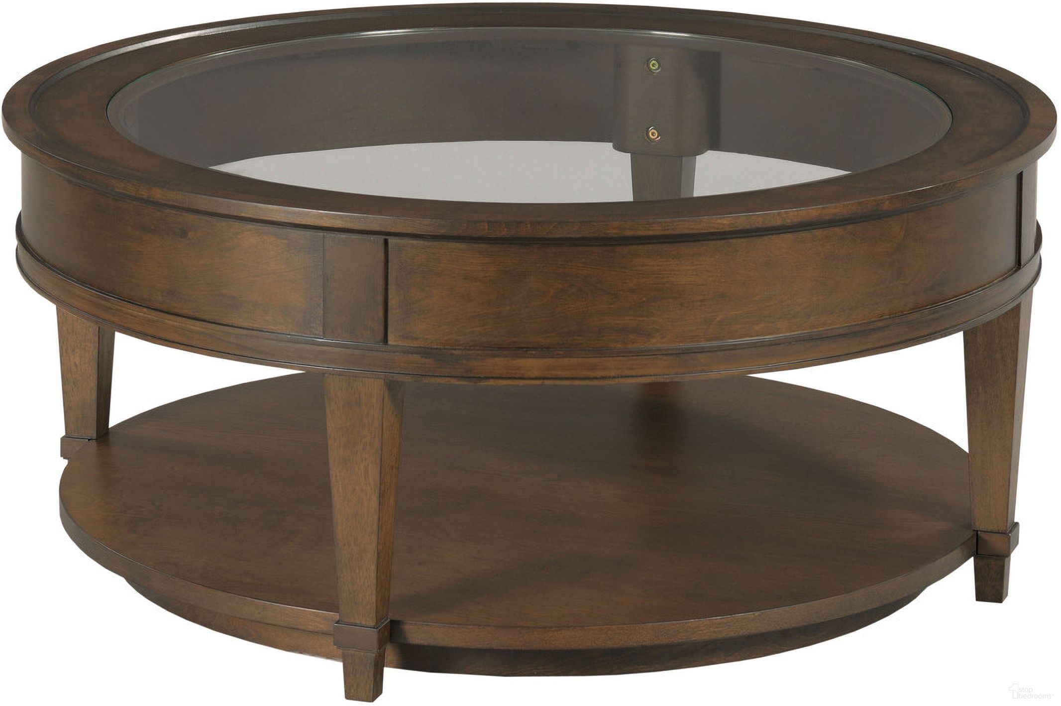The appearance of Structures Round Coffee Table In Sable designed by Hammary in the modern / contemporary interior design. This sable piece of furniture  was selected by 1StopBedrooms from Structures Collection to add a touch of cosiness and style into your home. Sku: 267-913S.