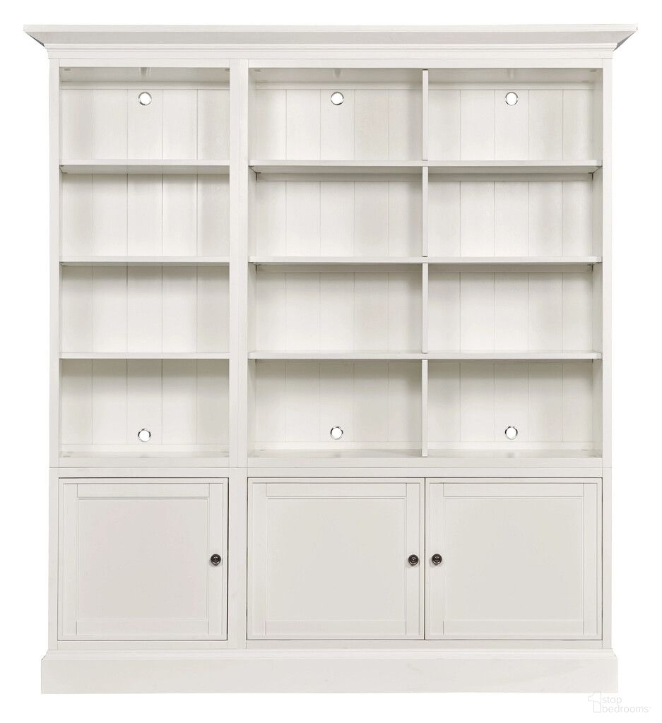 The appearance of Triple Door Bookcase In Pure White designed by Hammary in the transitional interior design. This pure white piece of furniture  was selected by 1StopBedrooms from Structures Collection to add a touch of cosiness and style into your home. Sku: 267-513;267-531;267-532;267-561;267-562. Material: Birch Veneer.