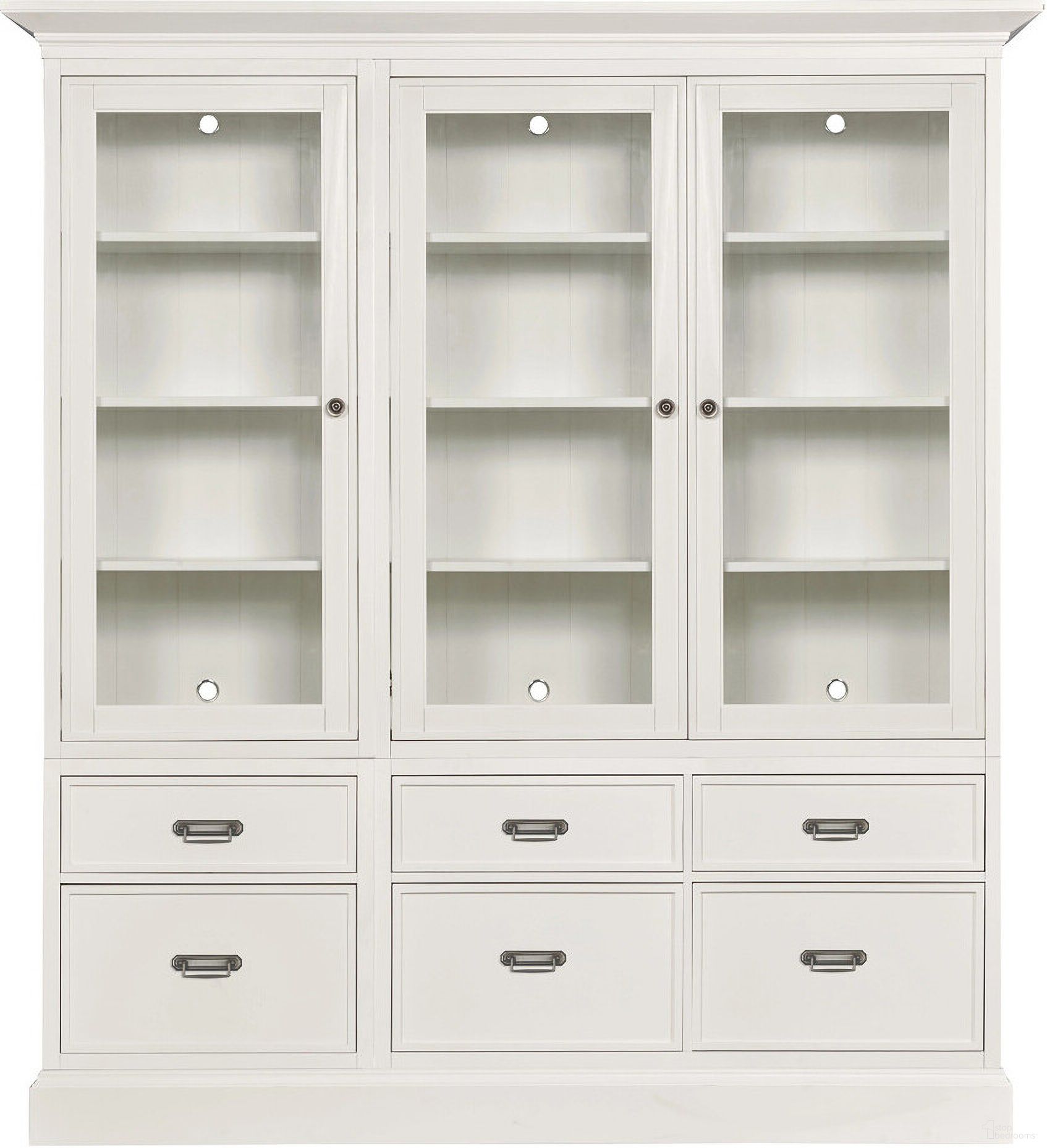 The appearance of Triple Storage Display In Pure White designed by Hammary in the transitional interior design. This pure white piece of furniture  was selected by 1StopBedrooms from Structures Collection to add a touch of cosiness and style into your home. Sku: 267-513;267-541;267-542;267-571;267-572. Material: Birch Veneer.
