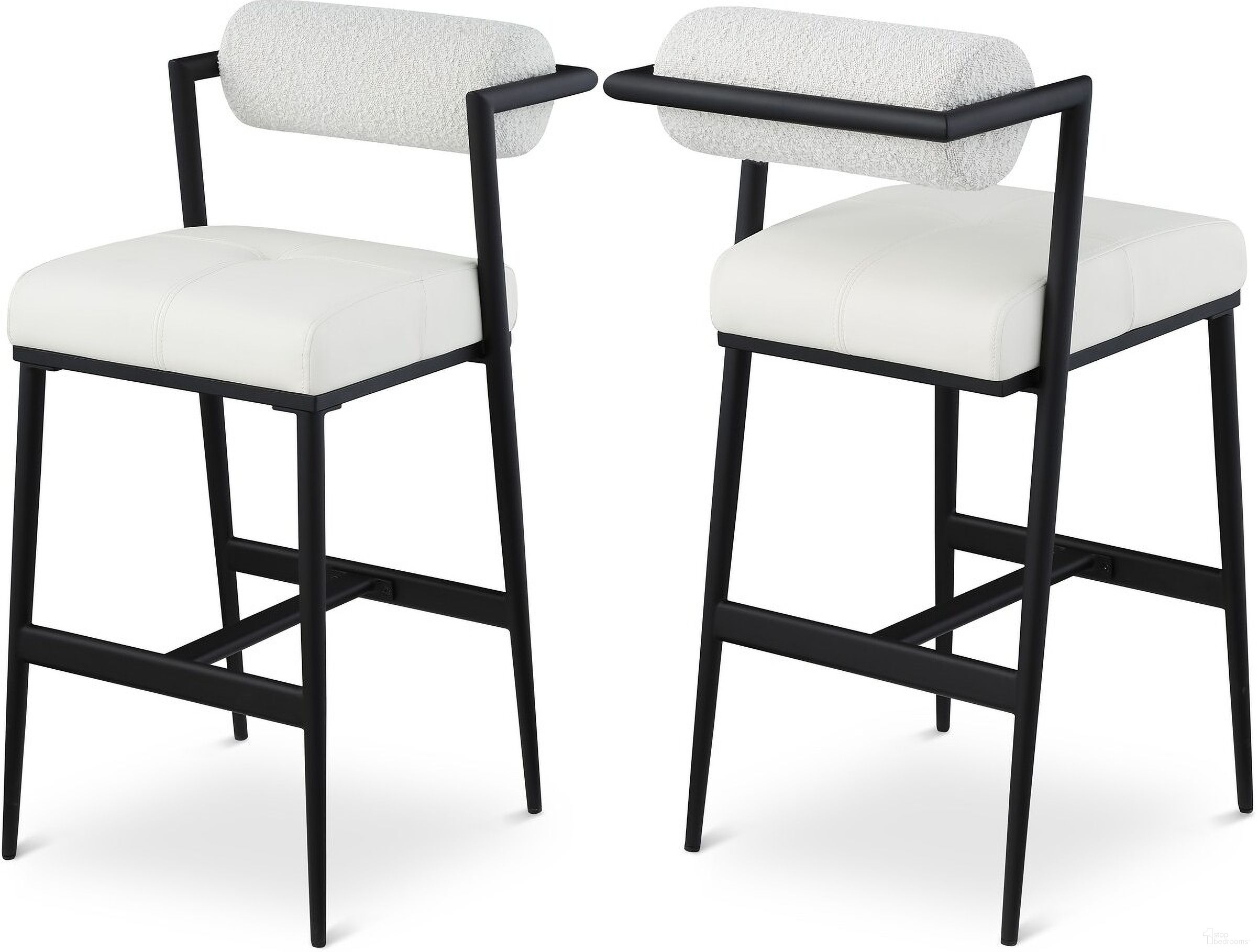 The appearance of Stryker Boucle Fabric and Vegan Leather Stool Set of 2 In Cream designed by Meridian in the modern / contemporary interior design. This cream piece of furniture was selected by 1StopBedrooms from Stryker Collection to add a touch of cosiness and style into your home. Sku: 992Cream-C. Material: Wood.