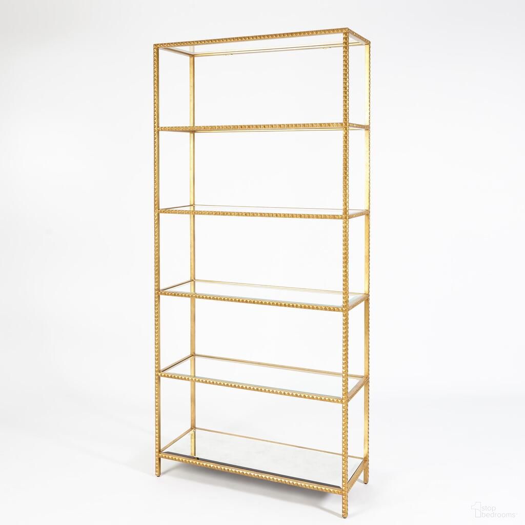 The appearance of Stud Etagere In Gold designed by Global Views in the modern / contemporary interior design. This gold piece of furniture  was selected by 1StopBedrooms from Stud Collection to add a touch of cosiness and style into your home. Sku: WDSEH2031-GV. Material: Iron.