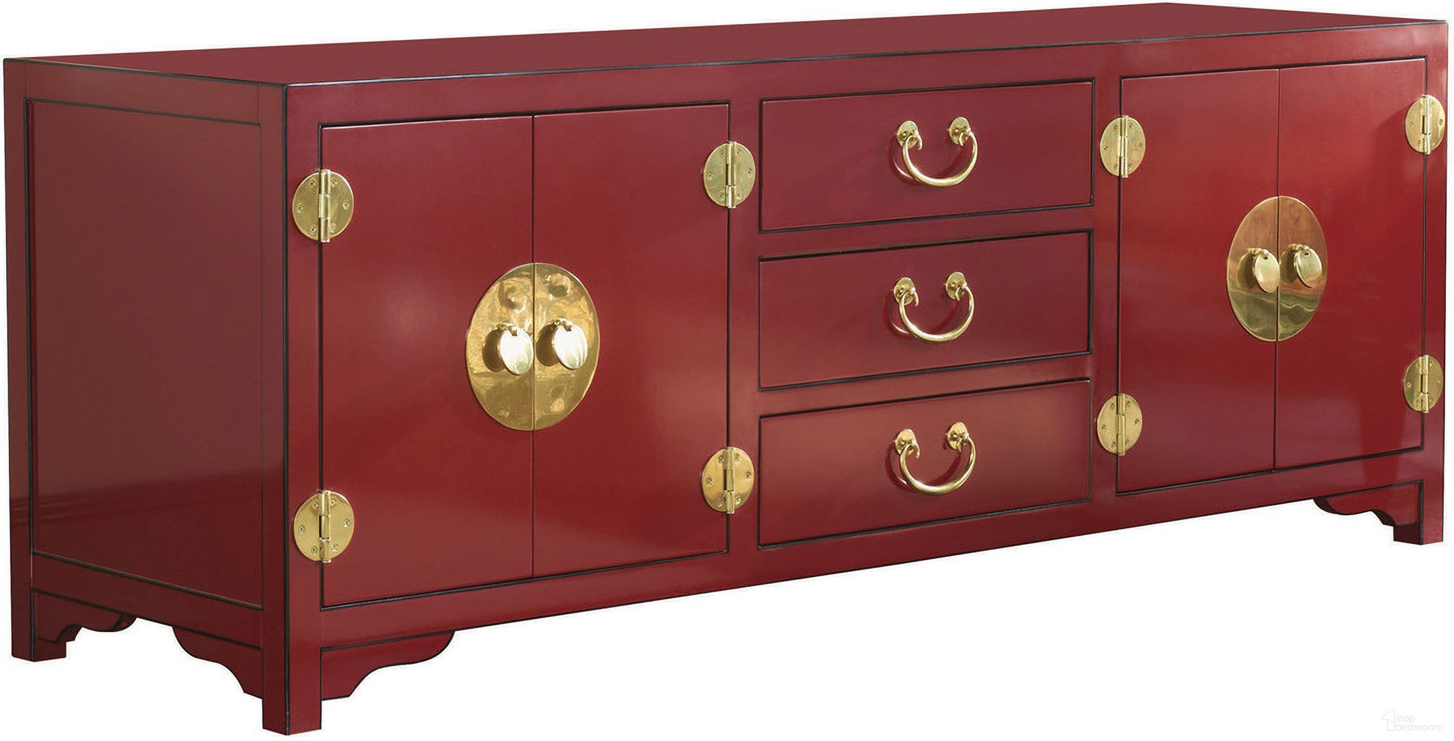 The appearance of Studio Designs Pacific Isle Media Console In Red designed by Sligh in the traditional interior design. This red piece of furniture was selected by 1StopBedrooms from Studio Designs Collection to add a touch of cosiness and style into your home. Sku: 100SR-660. Material: Wood.