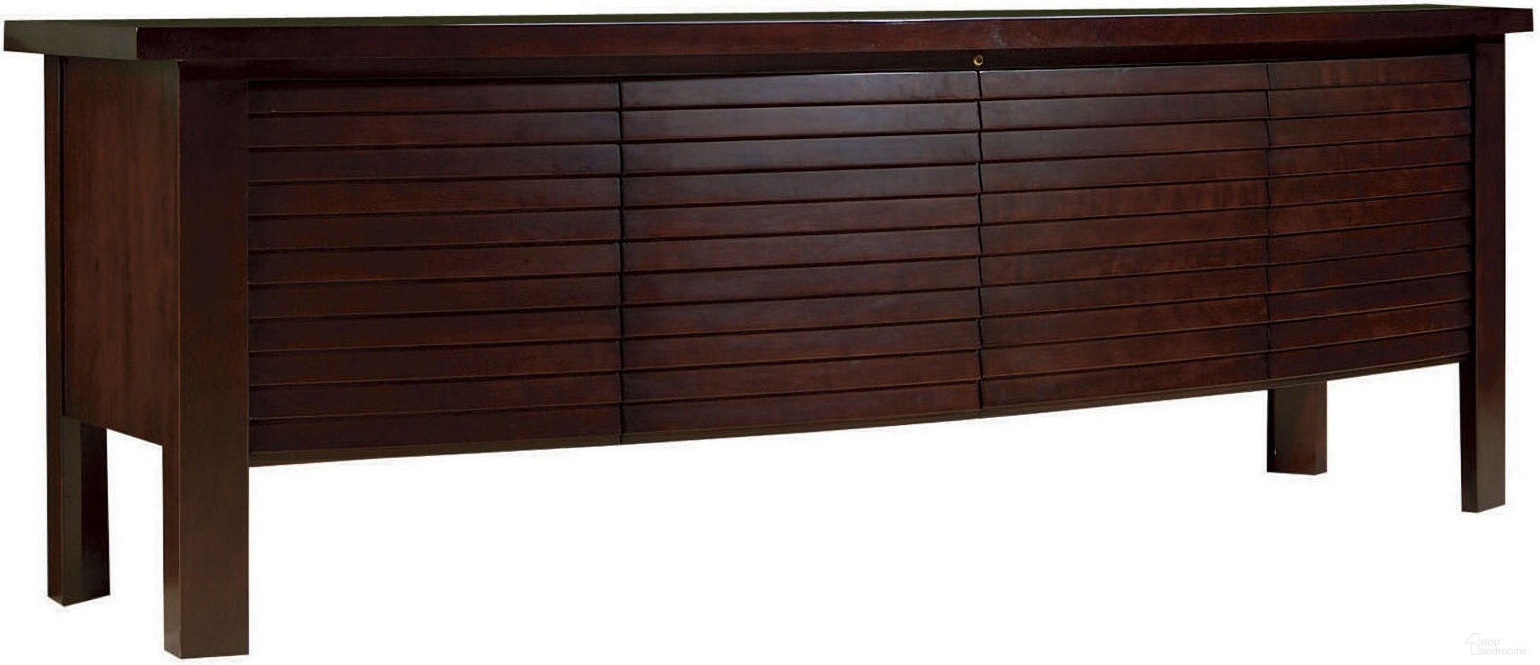 The appearance of Studio Designs Lumina 4 Door Media Console In Warm Brown designed by Sligh in the modern / contemporary interior design. This warm brown piece of furniture  was selected by 1StopBedrooms from Studio Designs Collection to add a touch of cosiness and style into your home. Sku: 9726-1-UM. Material: Wood.