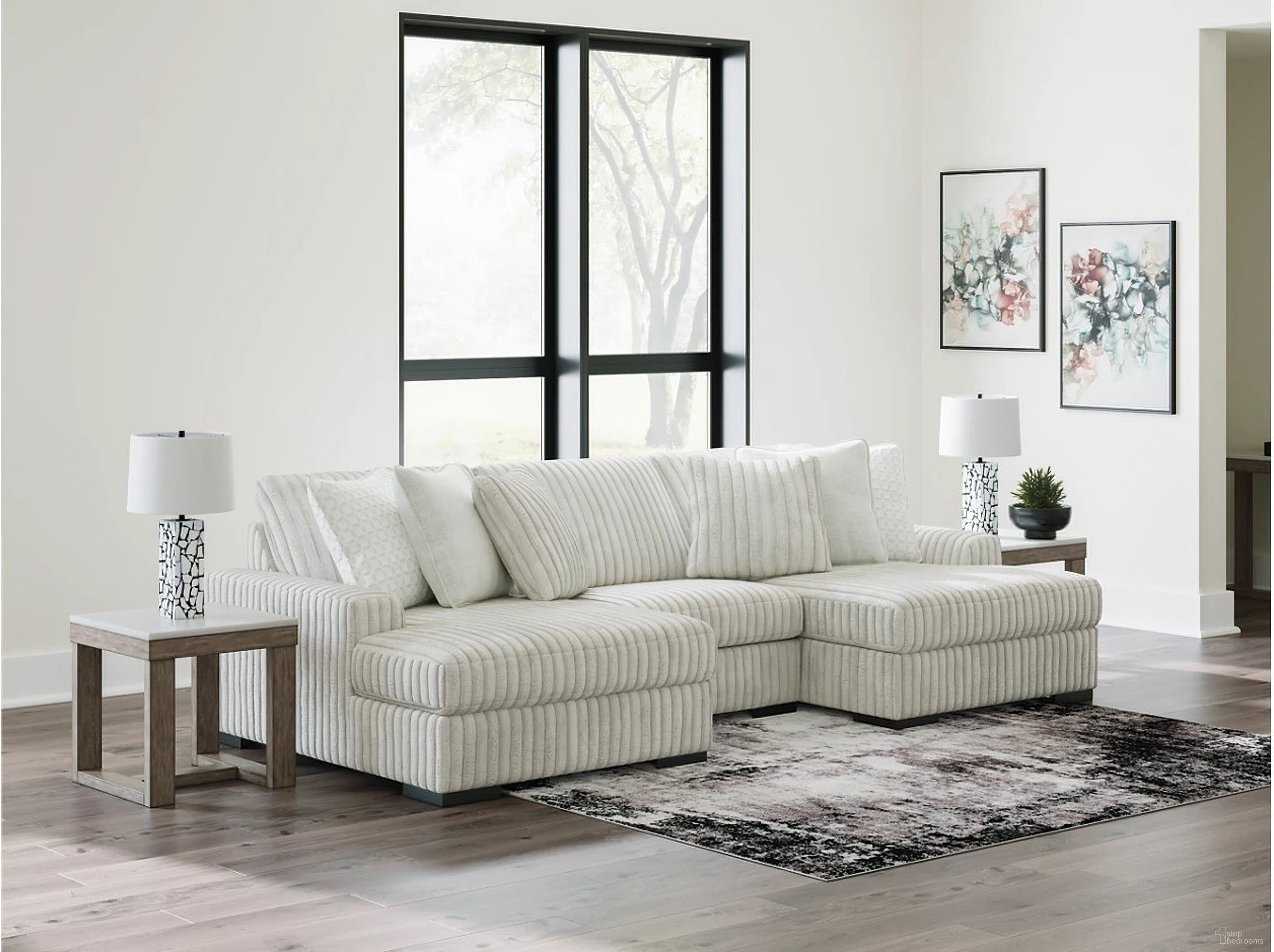 Stupendous 3-Piece Sectional with Double Chaise In Alloy