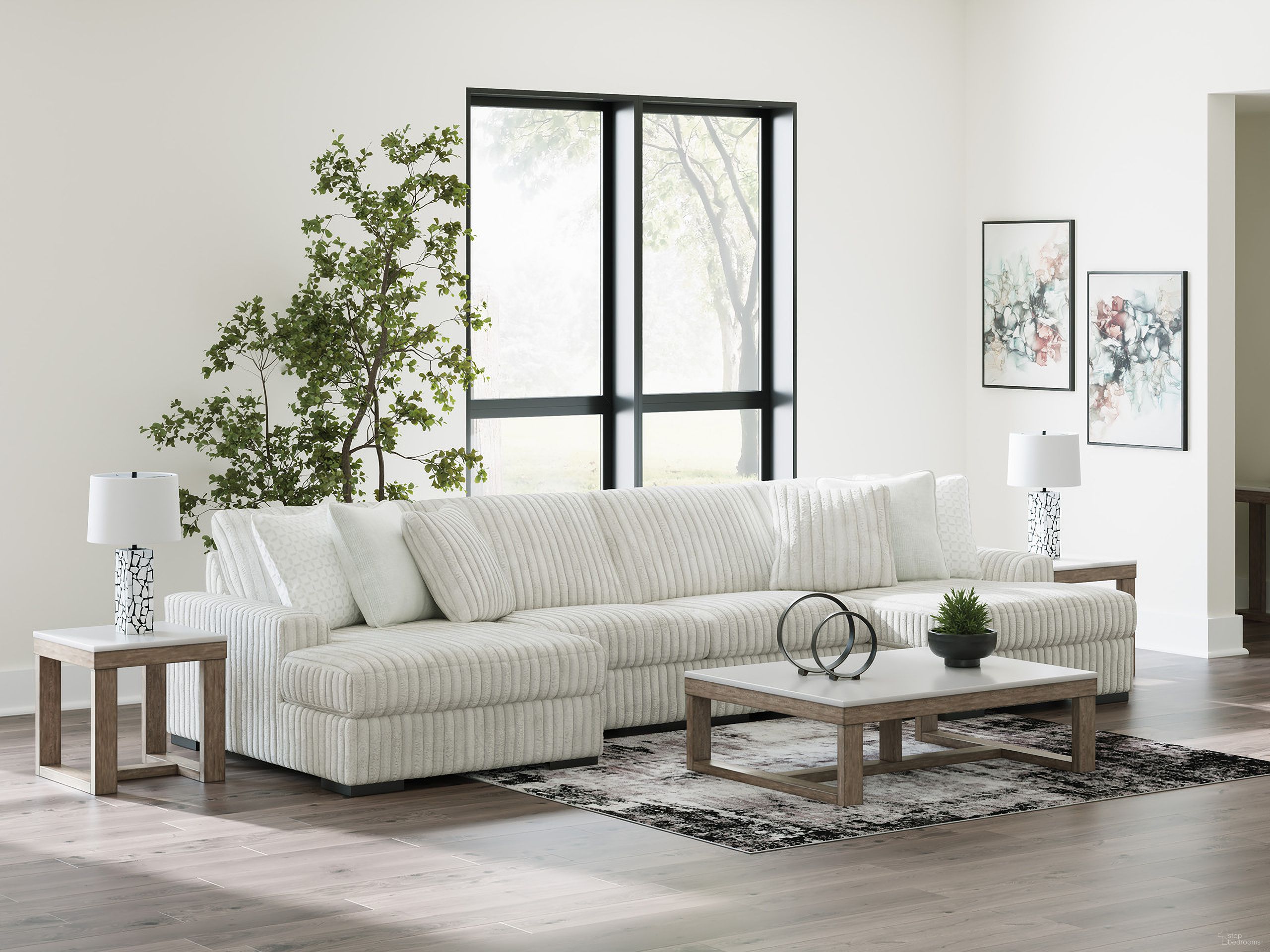 Stupendous 4-Piece Sectional with Double Chaise In Alloy