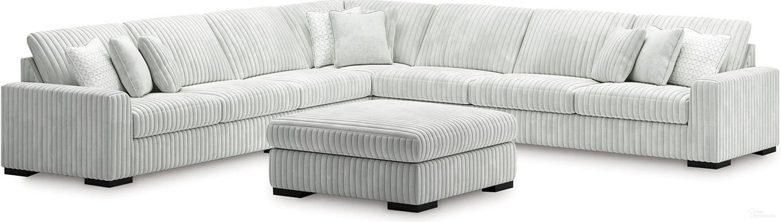 The appearance of Stupendous 5-Piece Sectional and Ottoman In Alloy designed by Signature Design by Ashley in the modern / contemporary interior design. This alloy piece of furniture was selected by 1StopBedrooms from Stupendous Collection to add a touch of cosiness and style into your home. Sku: 2590366;2590308;2590346;2590346;2590377;2590367. Material: Fabric. Layout: L-Shape.