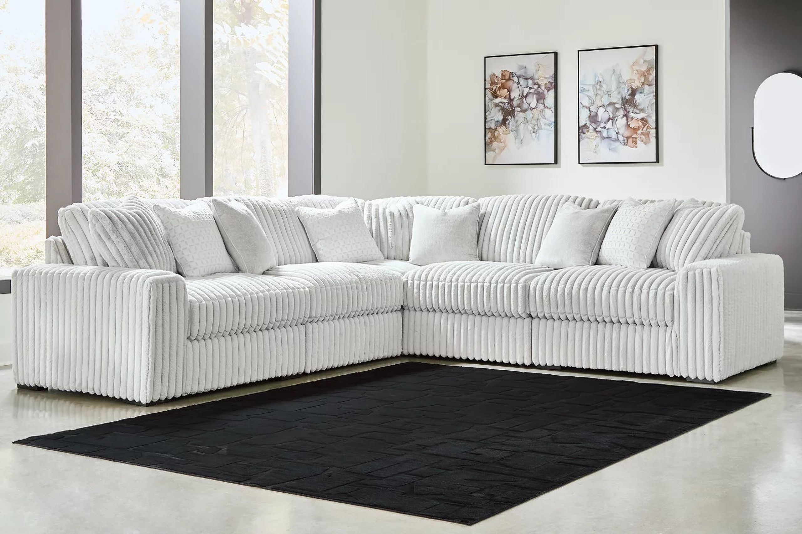 The appearance of Stupendous 5-Piece Sectional In Alloy designed by Signature Design by Ashley in the modern / contemporary interior design. This alloy piece of furniture was selected by 1StopBedrooms from Stupendous Collection to add a touch of cosiness and style into your home. Sku: 2590364;2590346;2590346;2590377;2590365. Material: Polyester. Layout: L-Shape.