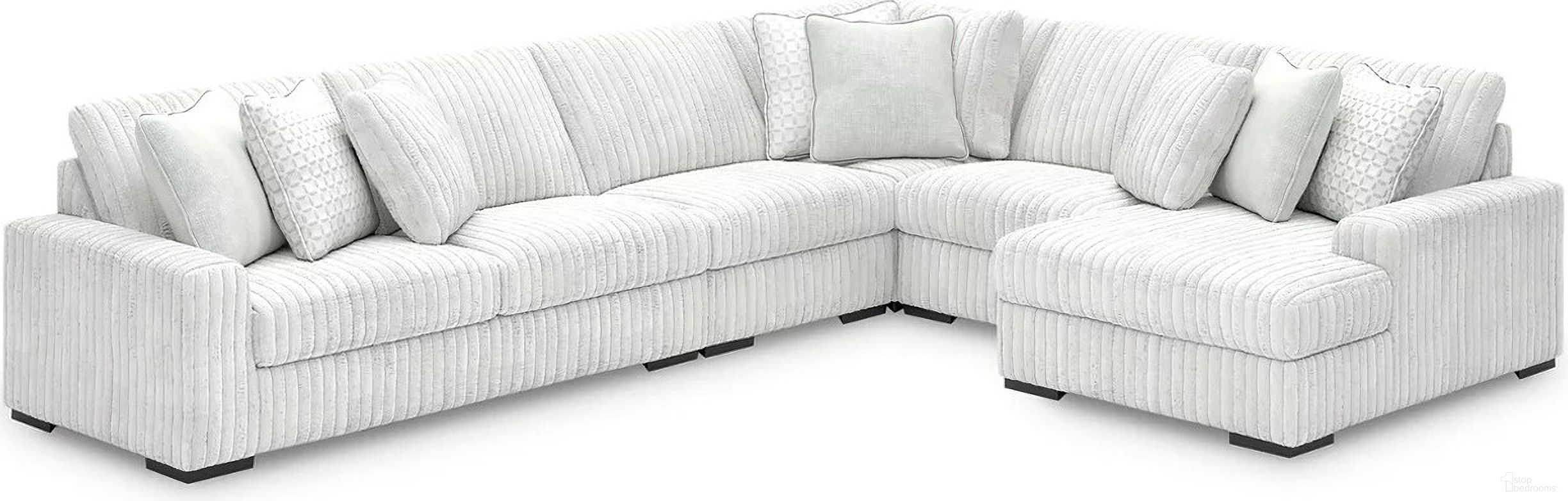 The appearance of Stupendous 5-Piece Sectional with RAF Chaise In Alloy designed by Signature Design by Ashley in the modern / contemporary interior design. This alloy piece of furniture was selected by 1StopBedrooms from Stupendous Collection to add a touch of cosiness and style into your home. Sku: 2590366;2590346;2590346;2590377;2590317. Material: Polyester.