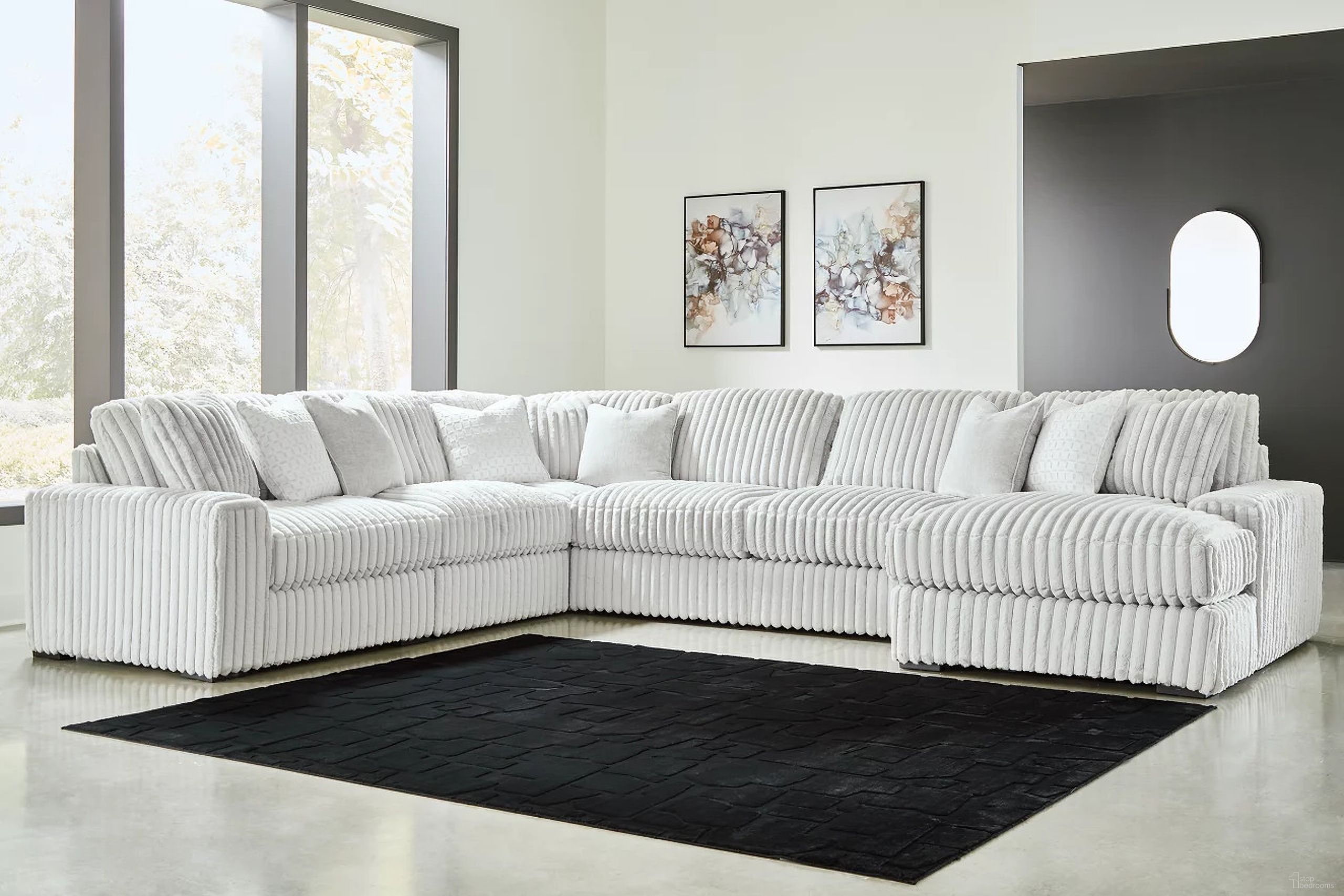 The appearance of Stupendous 6-Piece Sectional with RAF Chaise In Alloy designed by Signature Design by Ashley in the modern / contemporary interior design. This alloy piece of furniture was selected by 1StopBedrooms from Stupendous Collection to add a touch of cosiness and style into your home. Sku: 2590364;2590346;2590346;2590346;2590377;2590317. Material: Polyester.