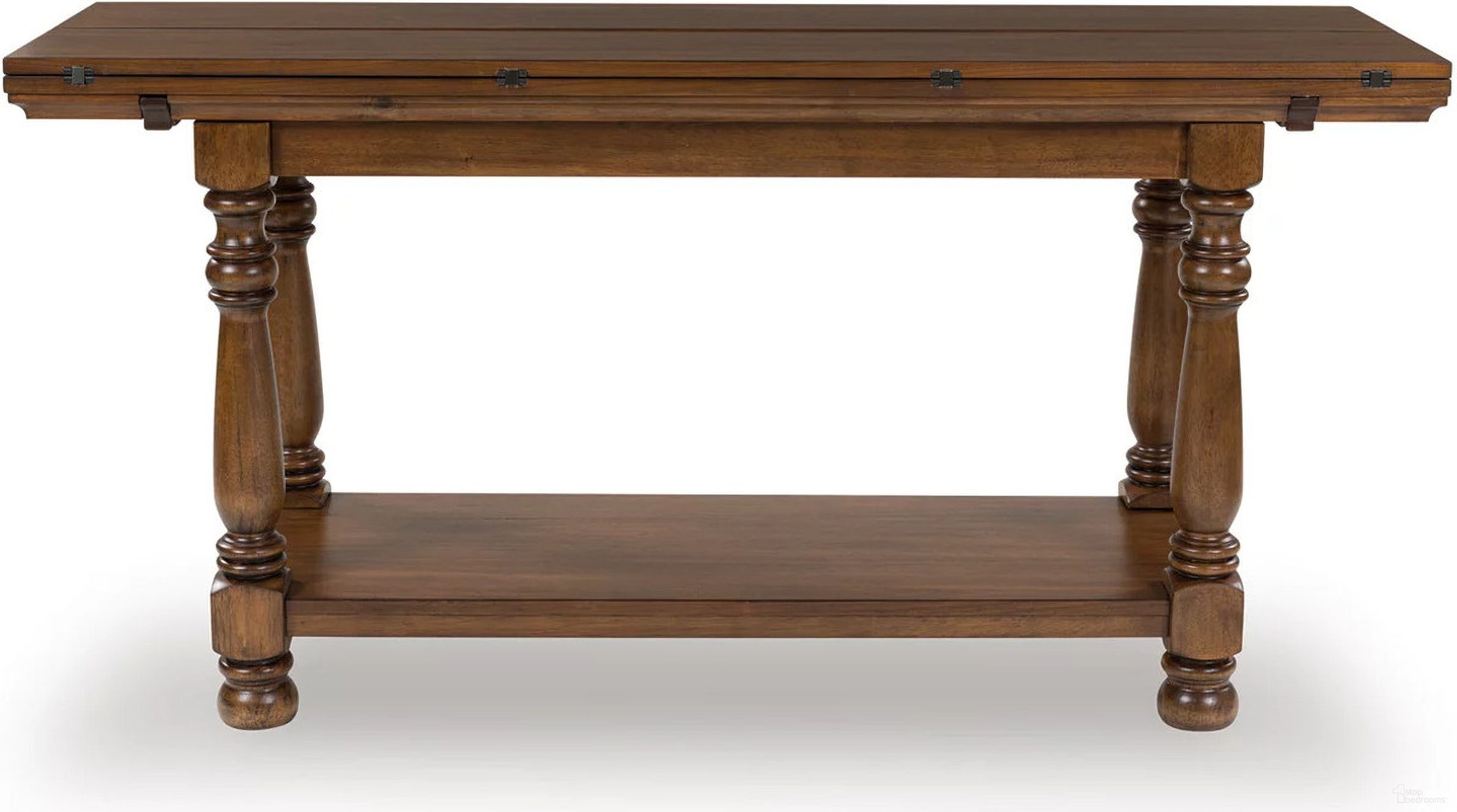 The appearance of Sturlayne Flip Top Sofa Table In Brown designed by Signature Design by Ashley in the traditional interior design. This brown piece of furniture was selected by 1StopBedrooms from Sturlayne Collection to add a touch of cosiness and style into your home. Sku: T609-4. Material: Wood.