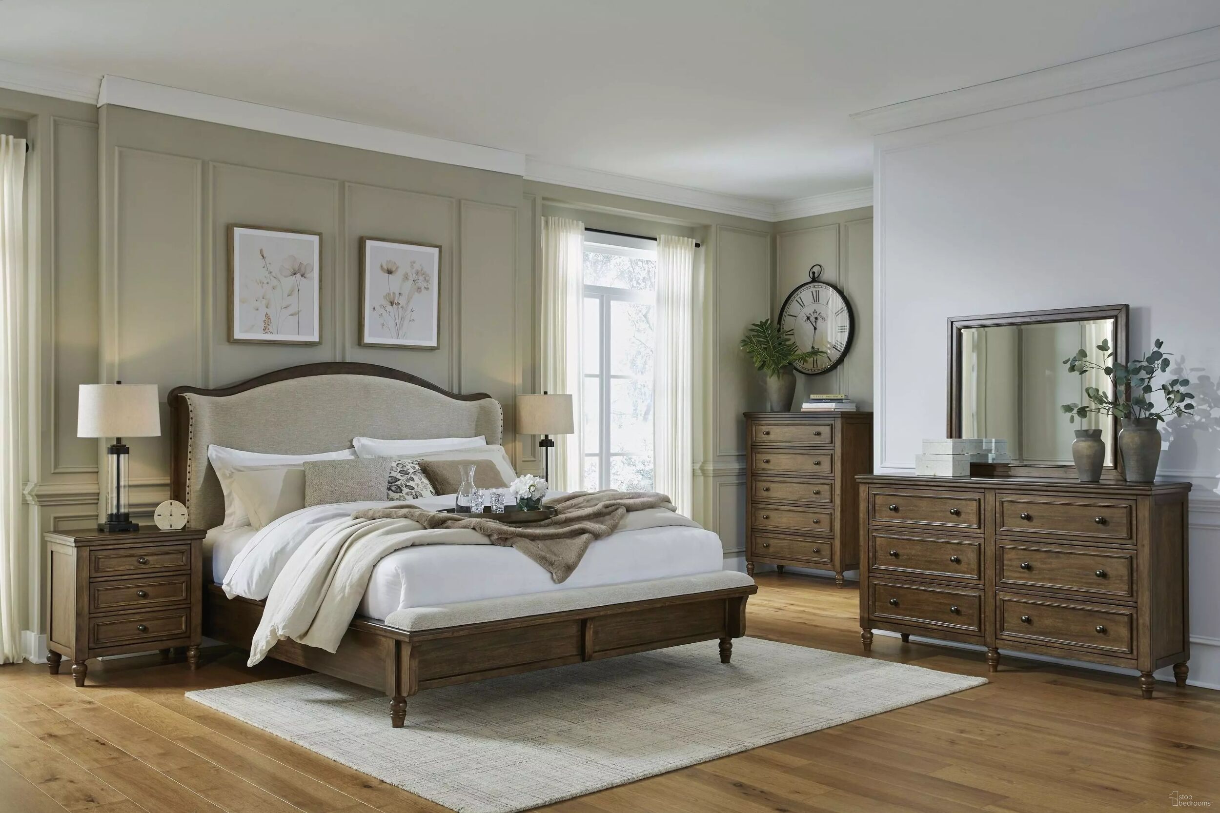 The appearance of Sturlayne Upholstered Panel Bedroom Set In Brown designed by Signature Design by Ashley in the traditional interior design. This brown piece of furniture  was selected by 1StopBedrooms from Sturlayne Collection to add a touch of cosiness and style into your home. Sku: B787-54;B787-57;B787-97;B787-93. Bed Type: Panel Bed. Material: Fabric. Bed Size: Queen.