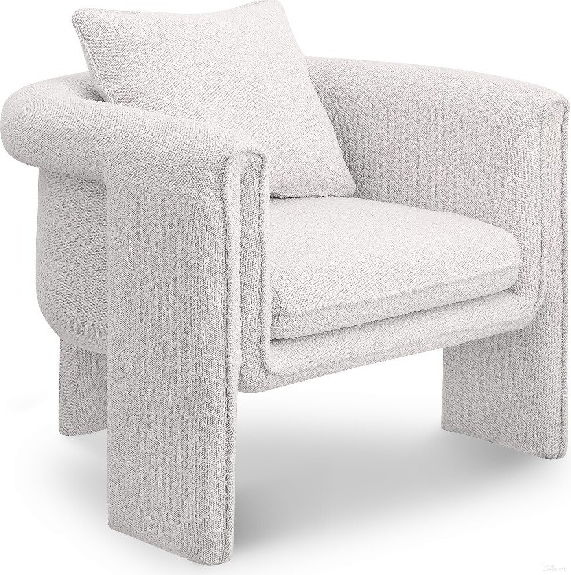 The appearance of Stylus Boucle Fabric Accent Chair In Cream designed by Meridian in the modern / contemporary interior design. This cream piece of furniture was selected by 1StopBedrooms from Stylus Collection to add a touch of cosiness and style into your home. Sku: 425Cream. Material: Boucle.