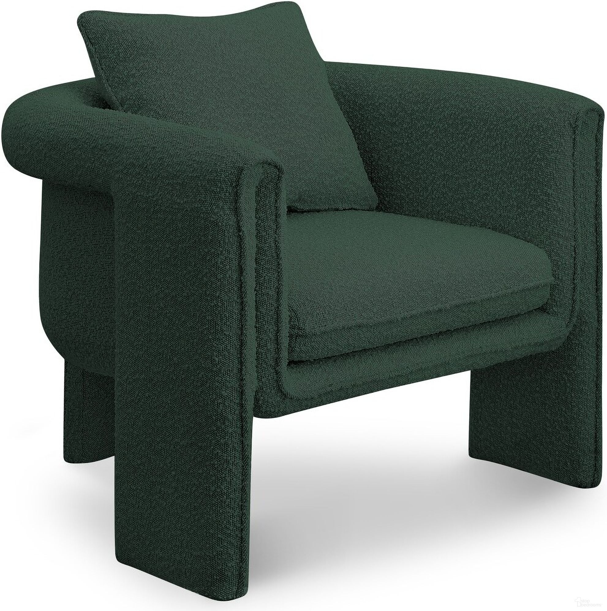 The appearance of Stylus Boucle Fabric Accent Chair In Green designed by Meridian in the modern / contemporary interior design. This green piece of furniture was selected by 1StopBedrooms from Stylus Collection to add a touch of cosiness and style into your home. Sku: 425Green. Material: Boucle.