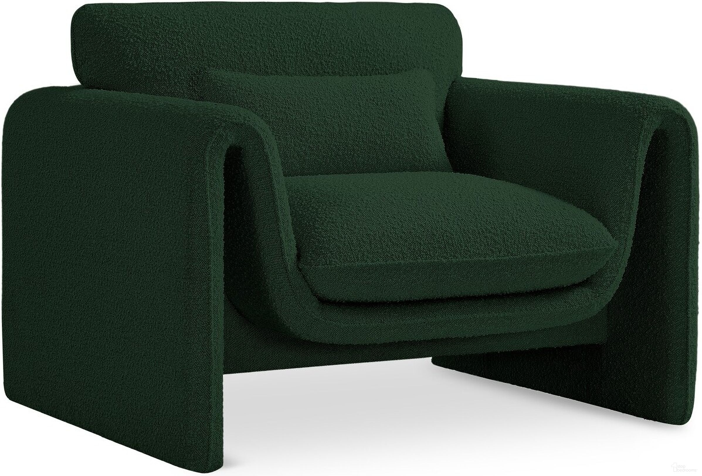 The appearance of Stylus Boucle Fabric Chair In Green designed by Meridian in the modern / contemporary interior design. This green piece of furniture was selected by 1StopBedrooms from Stylus Collection to add a touch of cosiness and style into your home. Sku: 198Green-C. Material: Boucle.