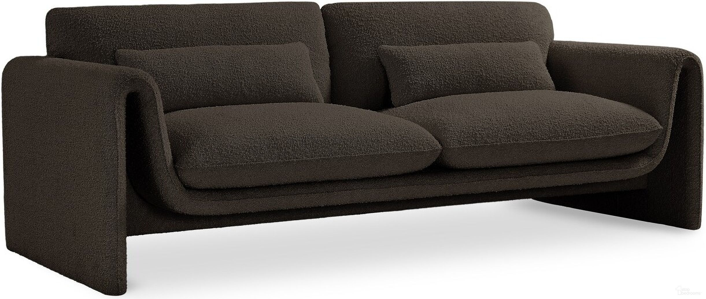 The appearance of Stylus Boucle Fabric Sofa In Brown designed by Meridian in the modern / contemporary interior design. This brown piece of furniture was selected by 1StopBedrooms from Stylus Collection to add a touch of cosiness and style into your home. Sku: 198Brown-S. Material: Boucle.