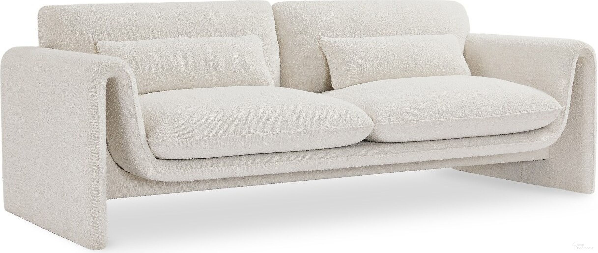 The appearance of Stylus Boucle Fabric Sofa In Cream designed by Meridian in the modern / contemporary interior design. This cream piece of furniture was selected by 1StopBedrooms from Stylus Collection to add a touch of cosiness and style into your home. Sku: 198Cream-S. Material: Boucle.