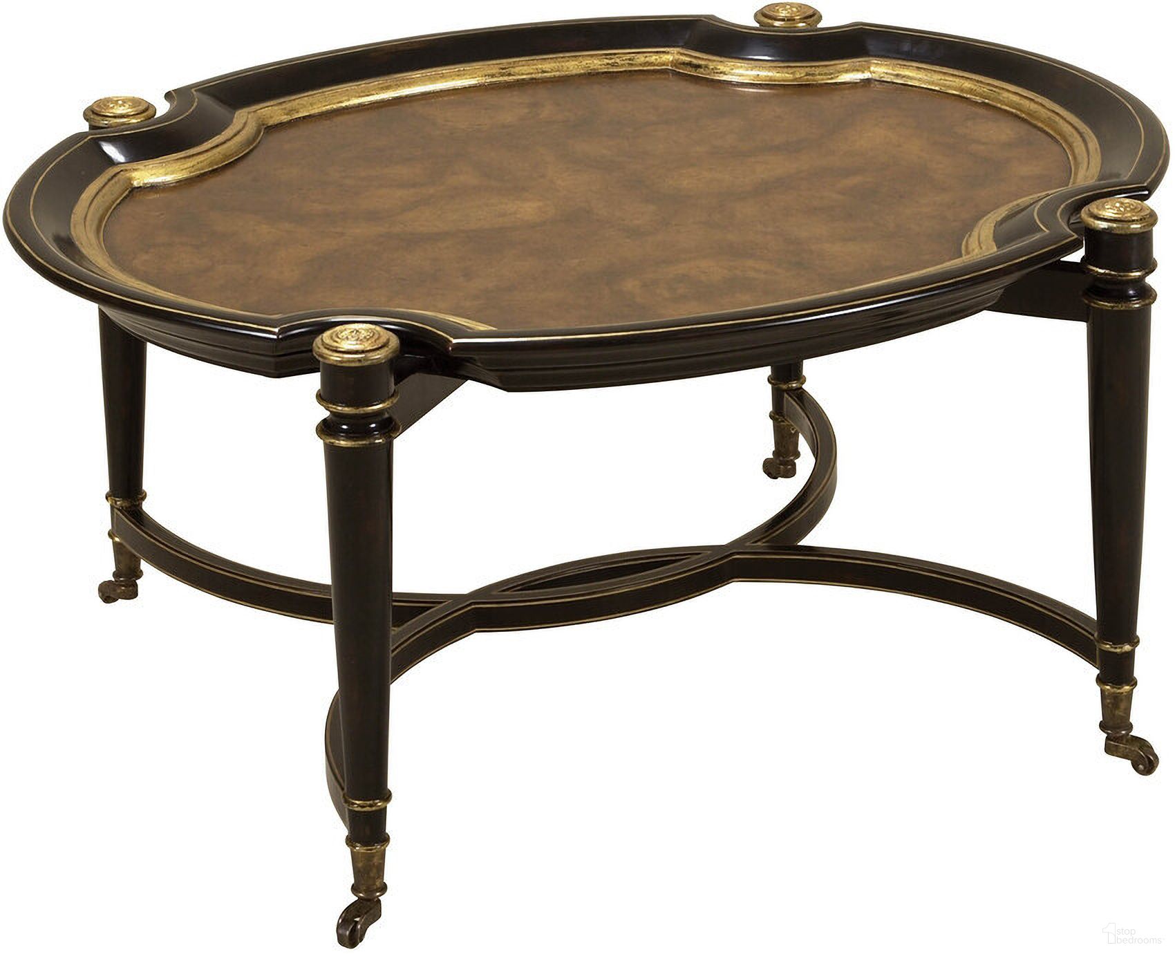 The appearance of Suave Cocktail Table In Black/Brown/Gold designed by Maitland-Smith in the rustic / southwestern interior design. This black/brown/gold piece of furniture was selected by 1StopBedrooms from Maitland Smith Collection to add a touch of cosiness and style into your home. Sku: 8108-33. Material: Oak Burl.