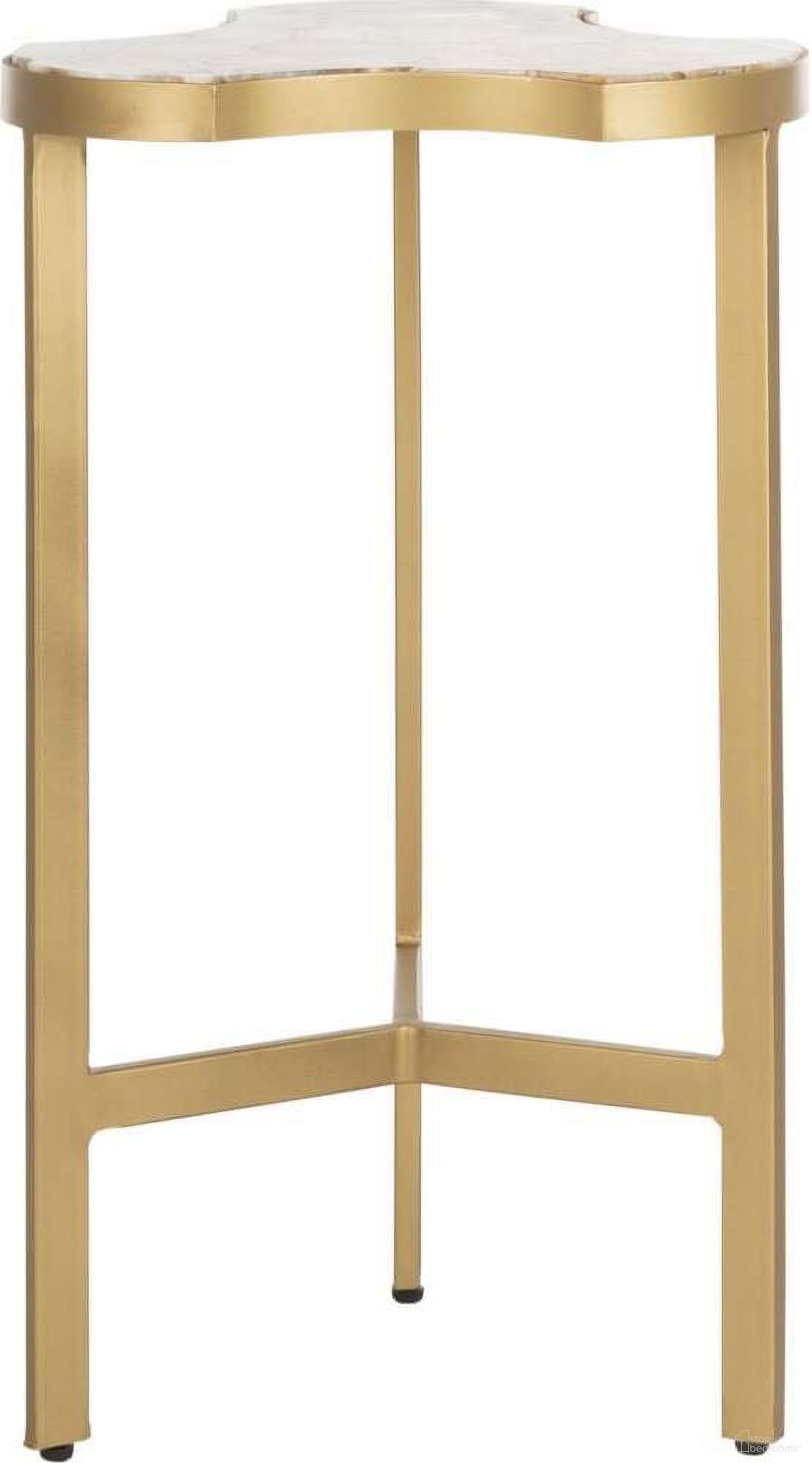 Suki White and Gold Agate Tripod Accent Table