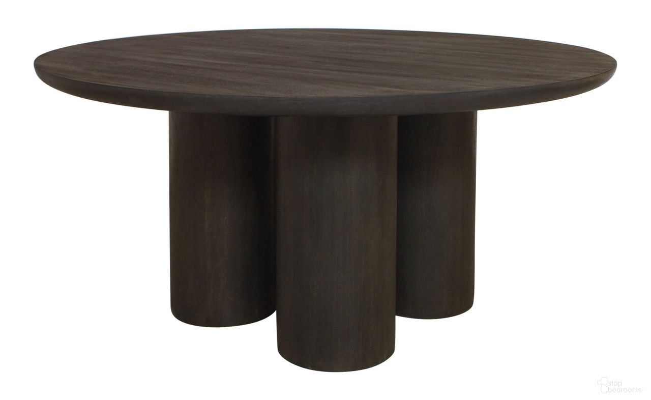 Sullivan 63 Inch Solid Wood Round Dining Table In Dark Brown