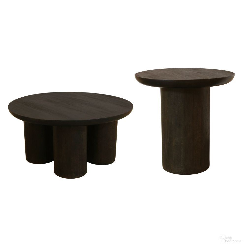 Sullivan Solid Wood Round Occasional Table Set In Dark Brown