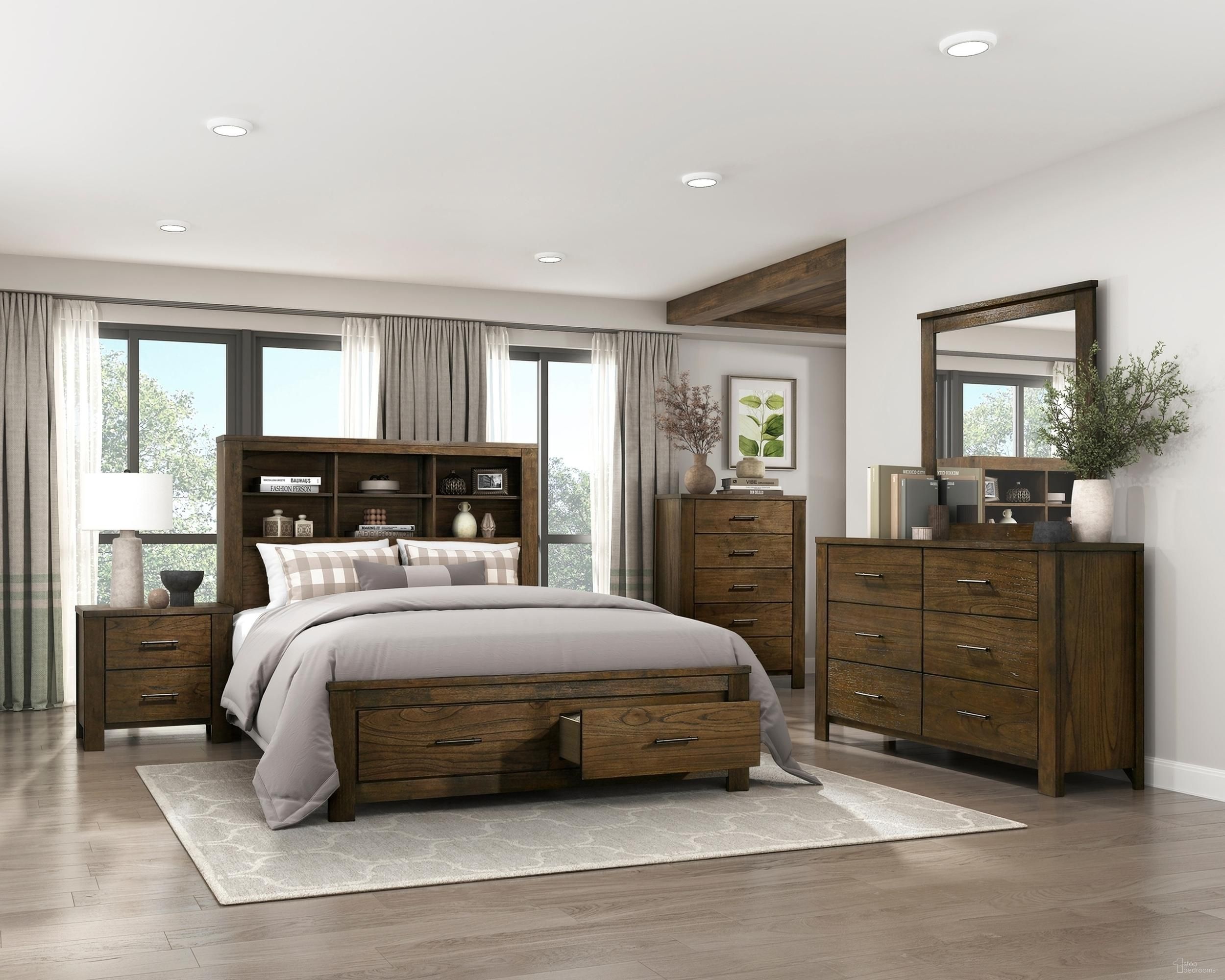 Sullivan Youth Platform Bedroom Set with Footboard Storage In Brown