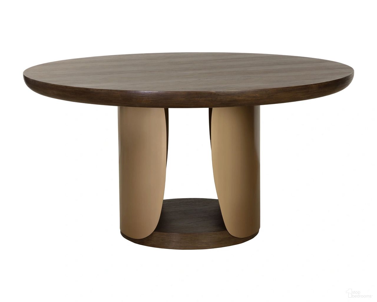 Sultana 59 Inch Sultana Dining Table In Dark Brown and Brushed Brass