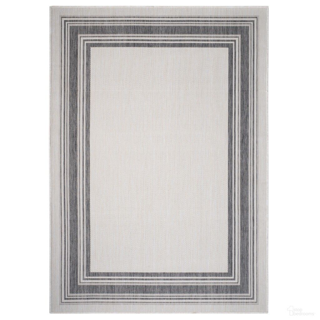 Summara Hytza Framing Striped Bordered Indoor Outdoor Rug In White