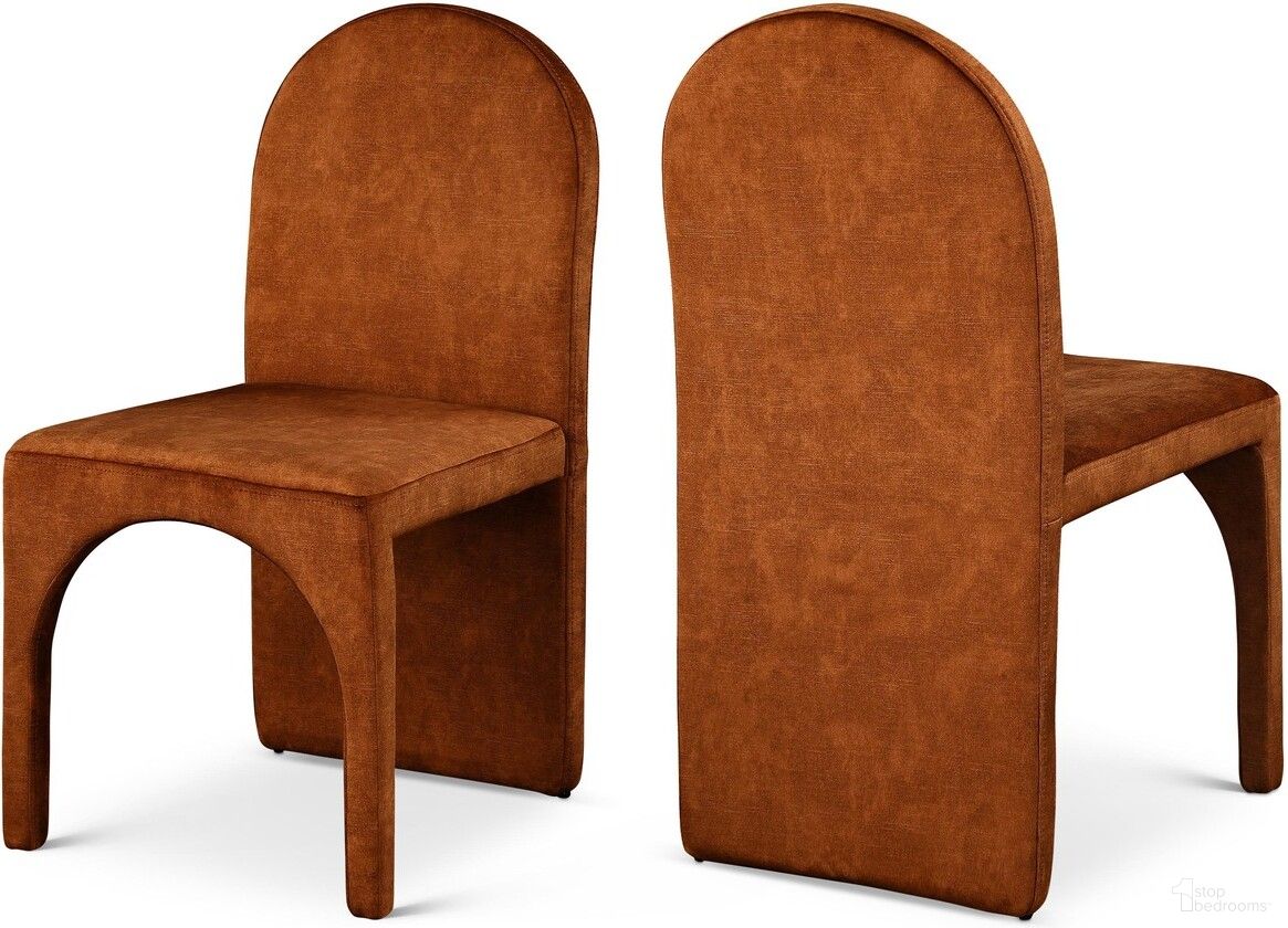 The appearance of Summer Velvet Dining Side Chair Set of 2 In Cognac designed by Meridian in the modern / contemporary interior design. This cognac piece of furniture was selected by 1StopBedrooms from Summer Collection to add a touch of cosiness and style into your home. Sku: 803Cognac-SC. Material: Velvet. Chair Type: Side Chair.
