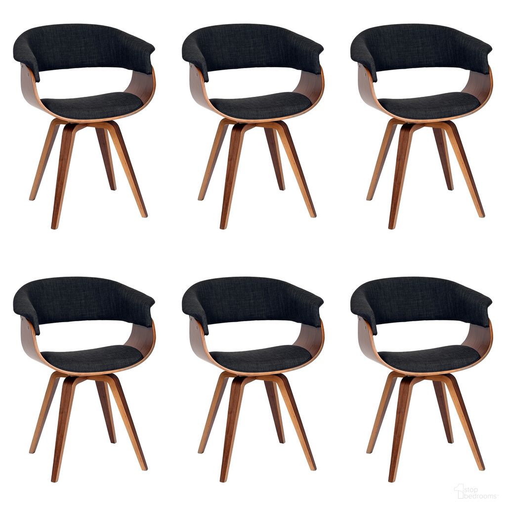 Summer Dining Chair Set of 6 In Charcoal and Walnut