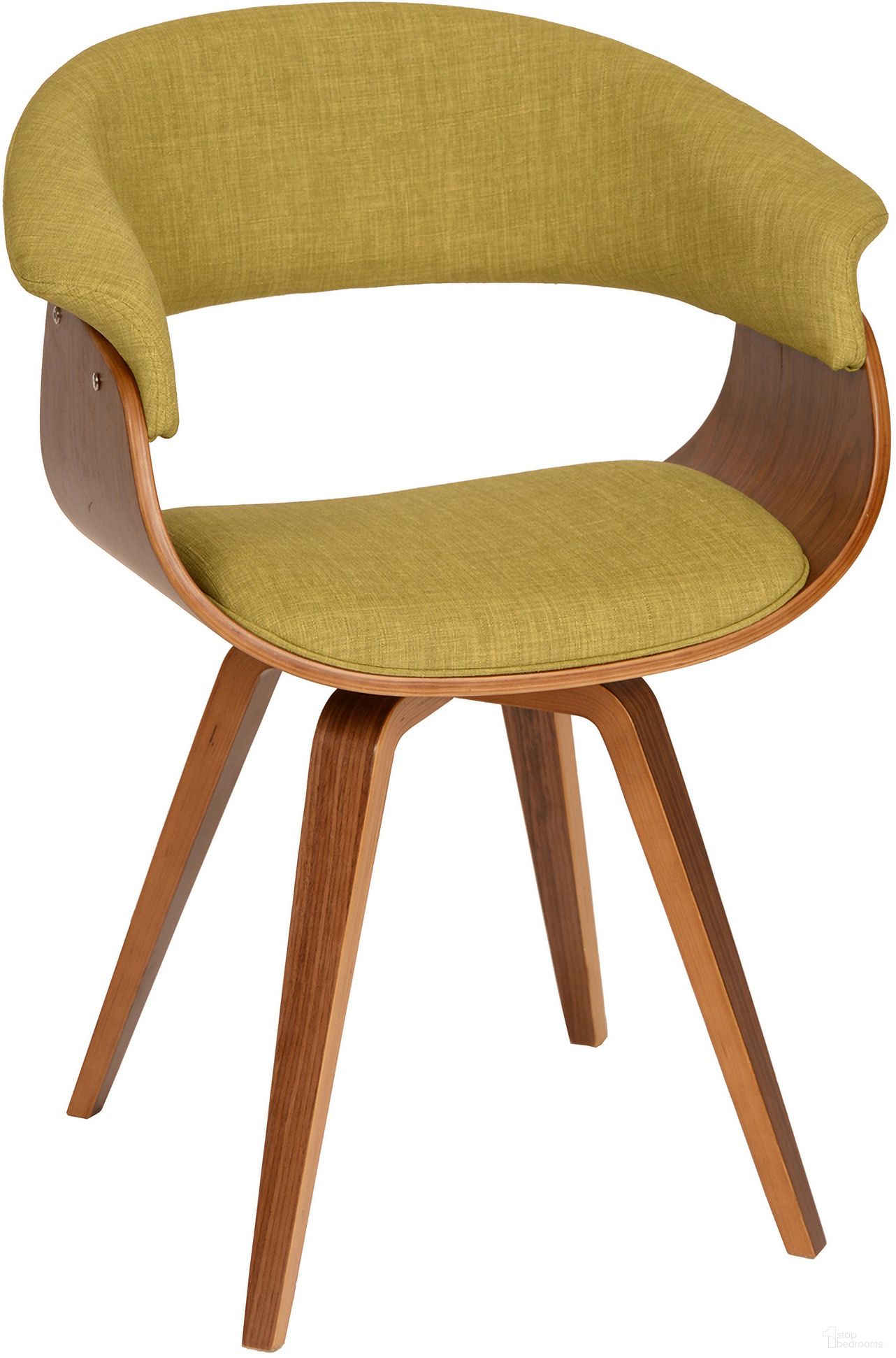 Summer Modern Chair In Green Fabric and Walnut Wood