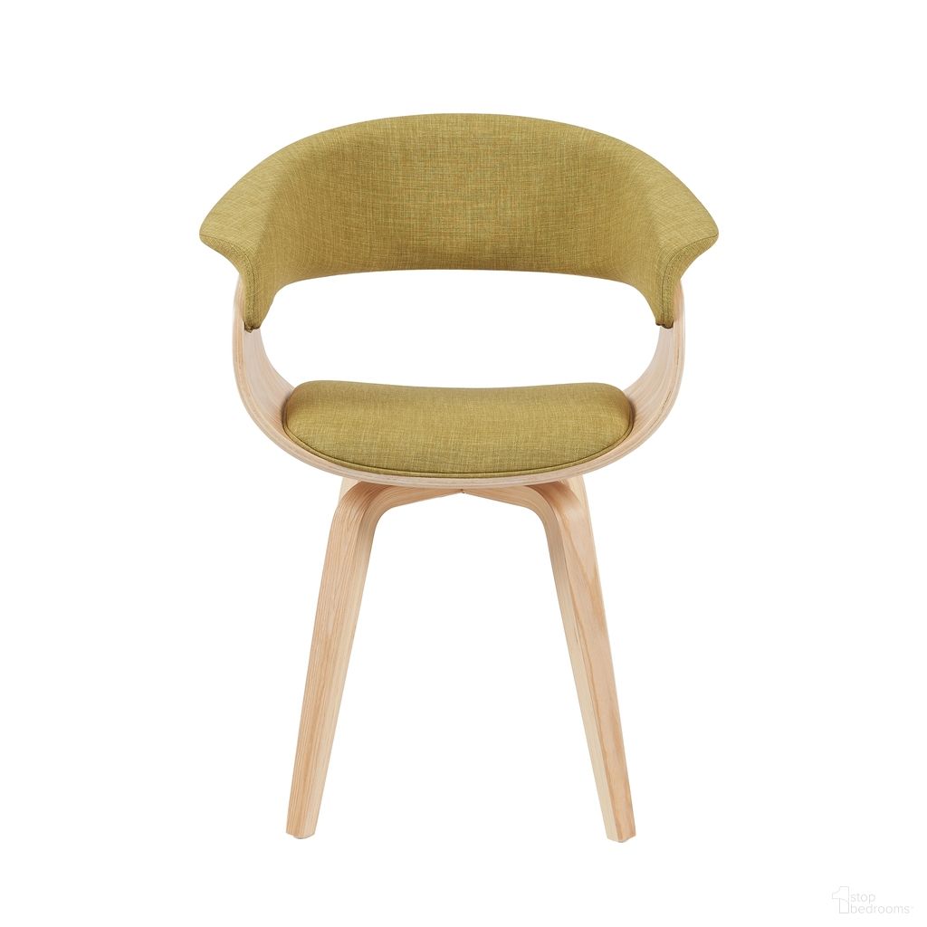 The appearance of Summer Upholstered Dining Chair In Green and Oak designed by Armen Living in the transitional interior design. This green/oak piece of furniture  was selected by 1StopBedrooms from Summer Collection to add a touch of cosiness and style into your home. Sku: LCSUCHPOGN. Material: Polyester. Chair Type: Arm Chair.