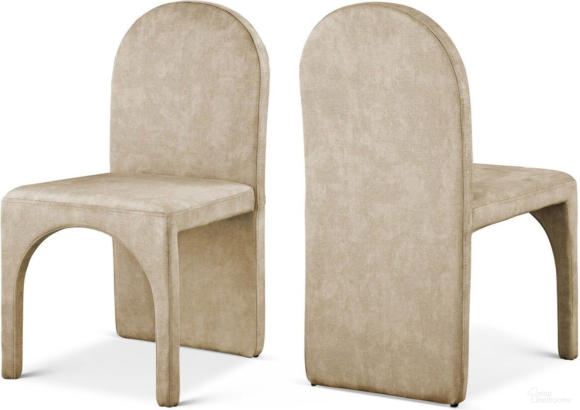 Summer Velvet Dining Side Chair Set of 2 In Beige
